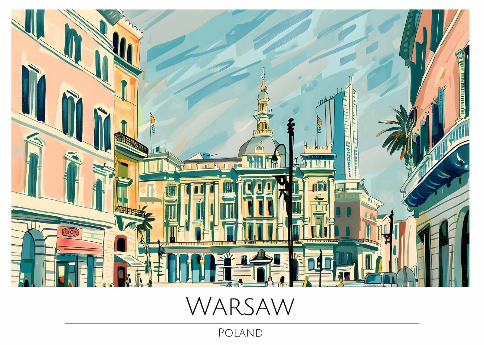 Warsaw Cityscape Vibrant Wall Art