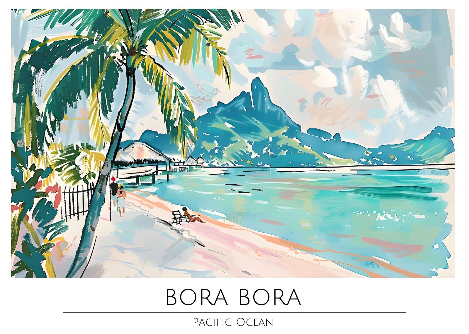 Bora Bora Tropical Beach & Palm Tree Wall Art