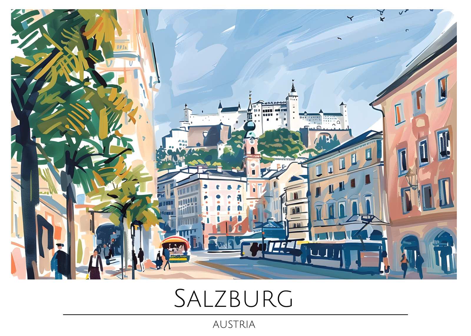 Salzburg Cityscape Travel Art Wall Art