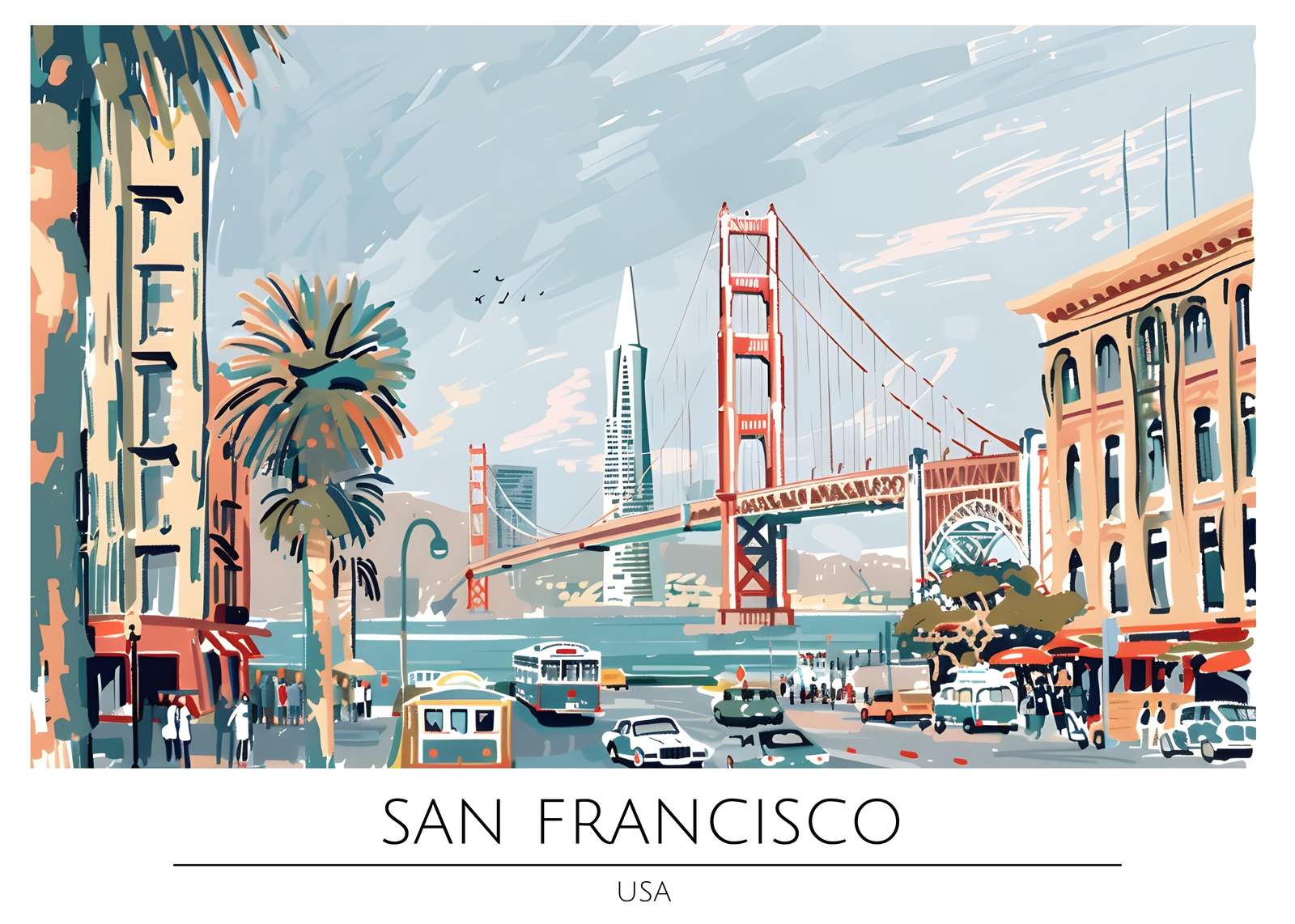 Vibrant San Francisco Golden Gate Bridge Wall Art