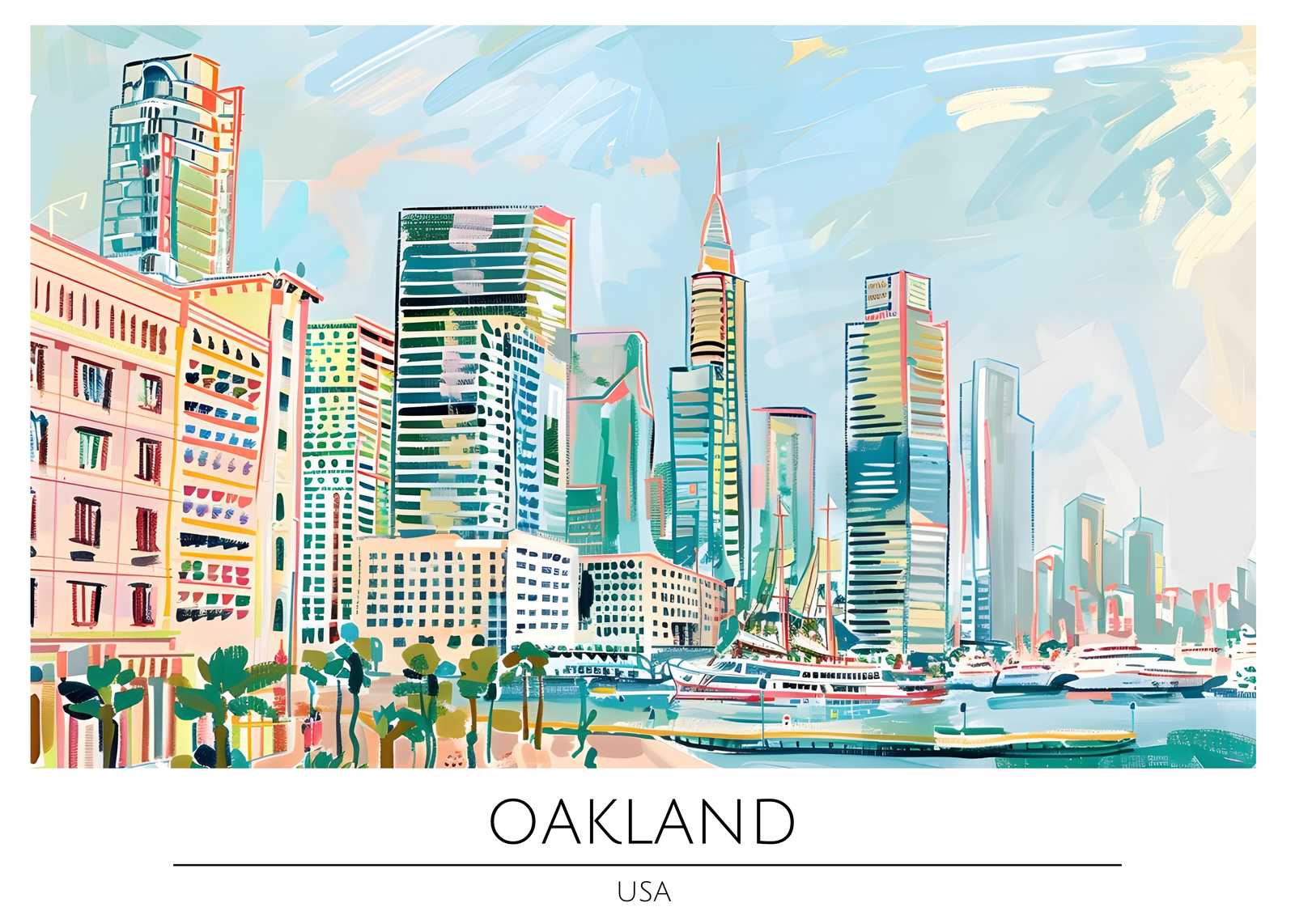 Vibrant Oakland Skyline Wall Art