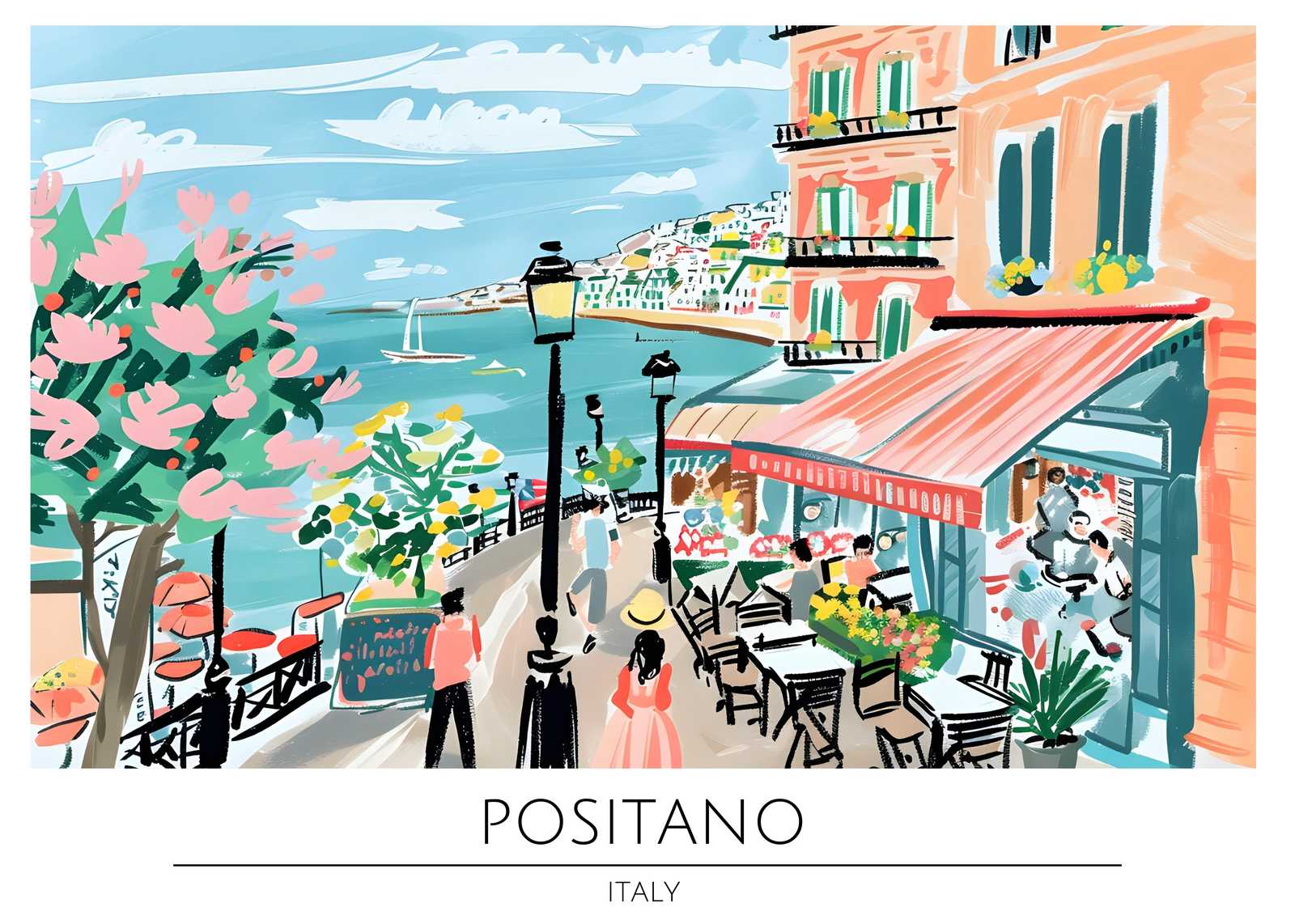 Vibrant Positano Italy Coastal Scene Wall Art