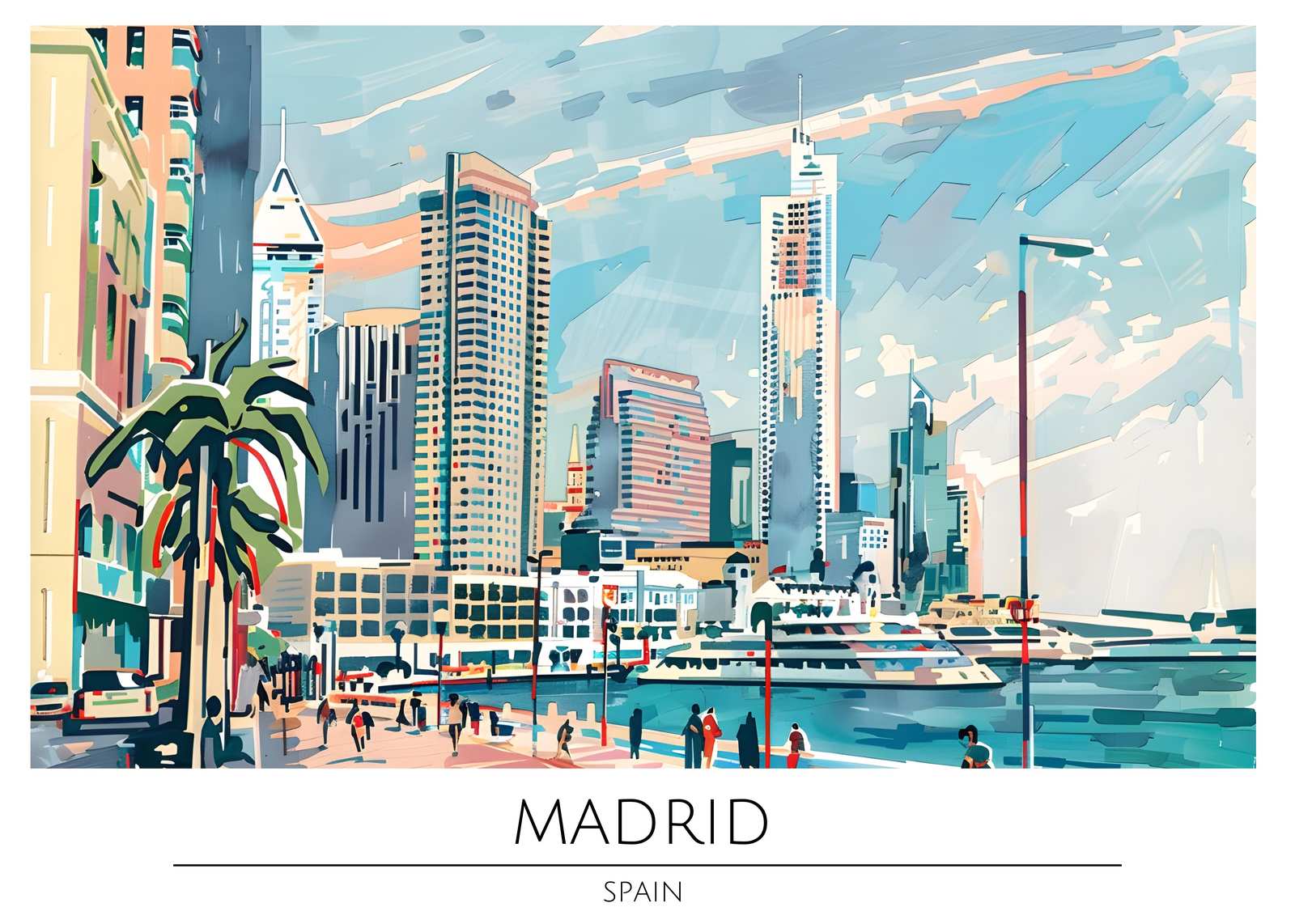 Vibrant Madrid Skyline Wall Art