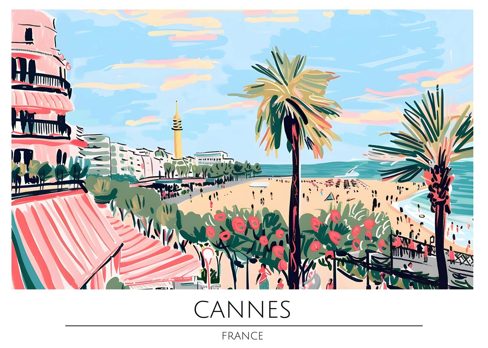 Vibrant Cannes Beach Scene Wall Art