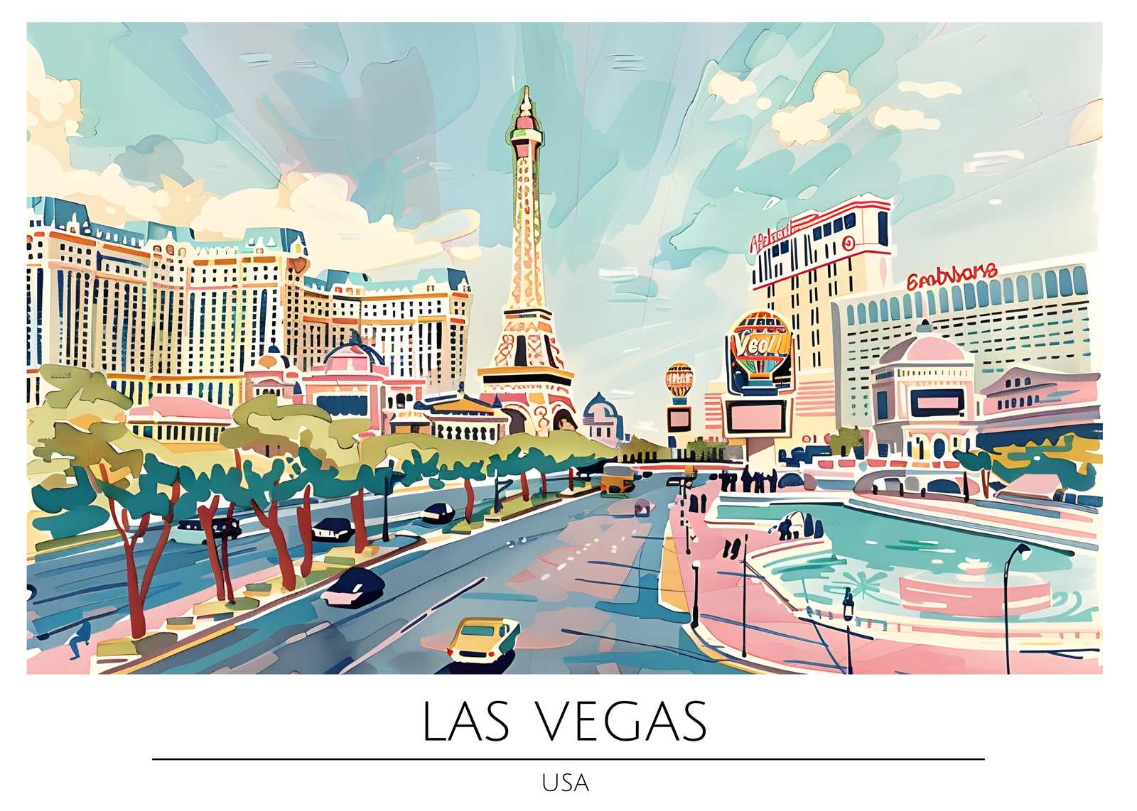 Vibrant Las Vegas Skyline Wall Art