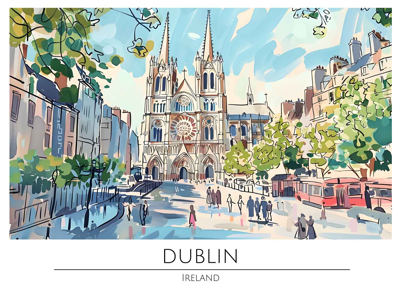 Vibrant Dublin Street Scene Wall Art