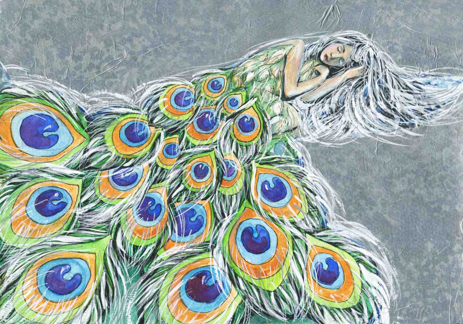 Enchanted Peacock Lady Wall Art Wall Art