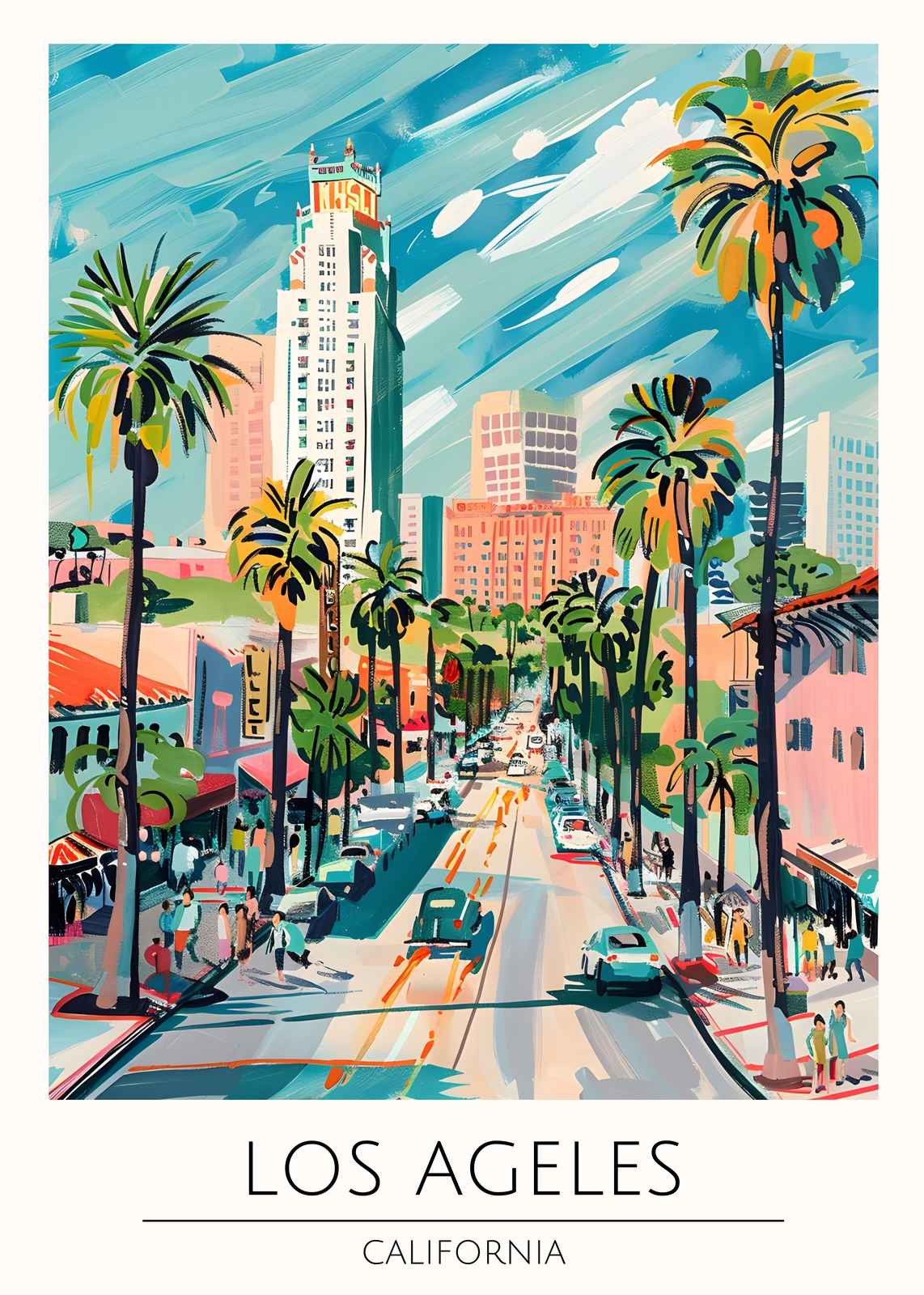 Vibrant Los Angeles Street Scene Wall Art