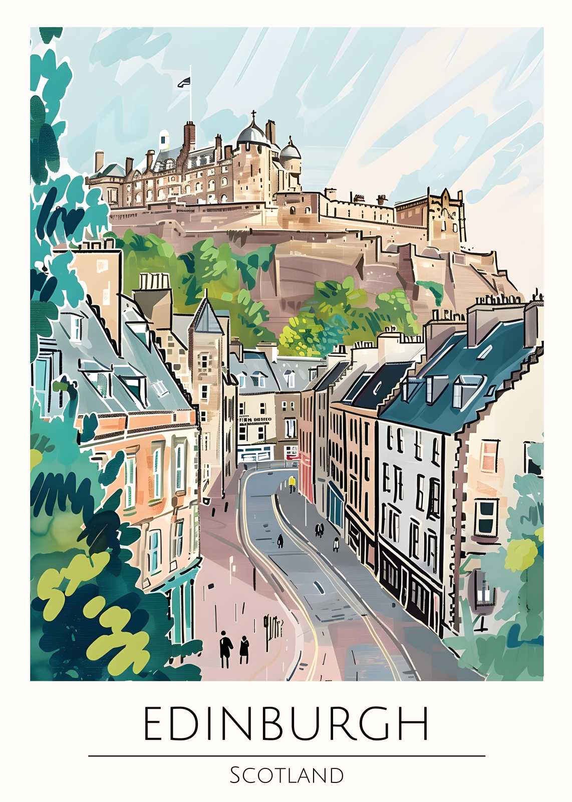 Edinburgh Castle Skyline Wall Art