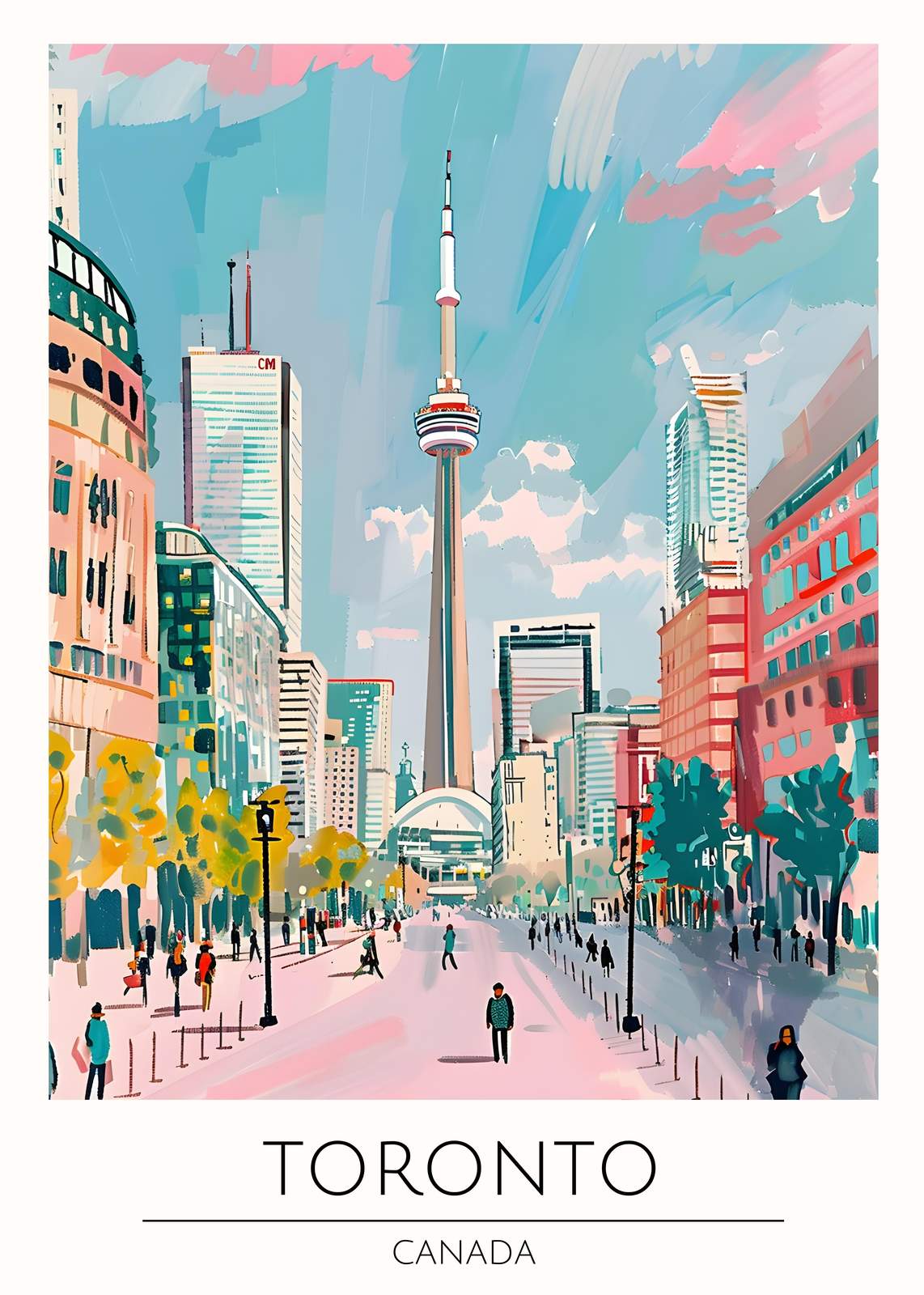 Vibrant Toronto Skyline CN Tower Wall Art