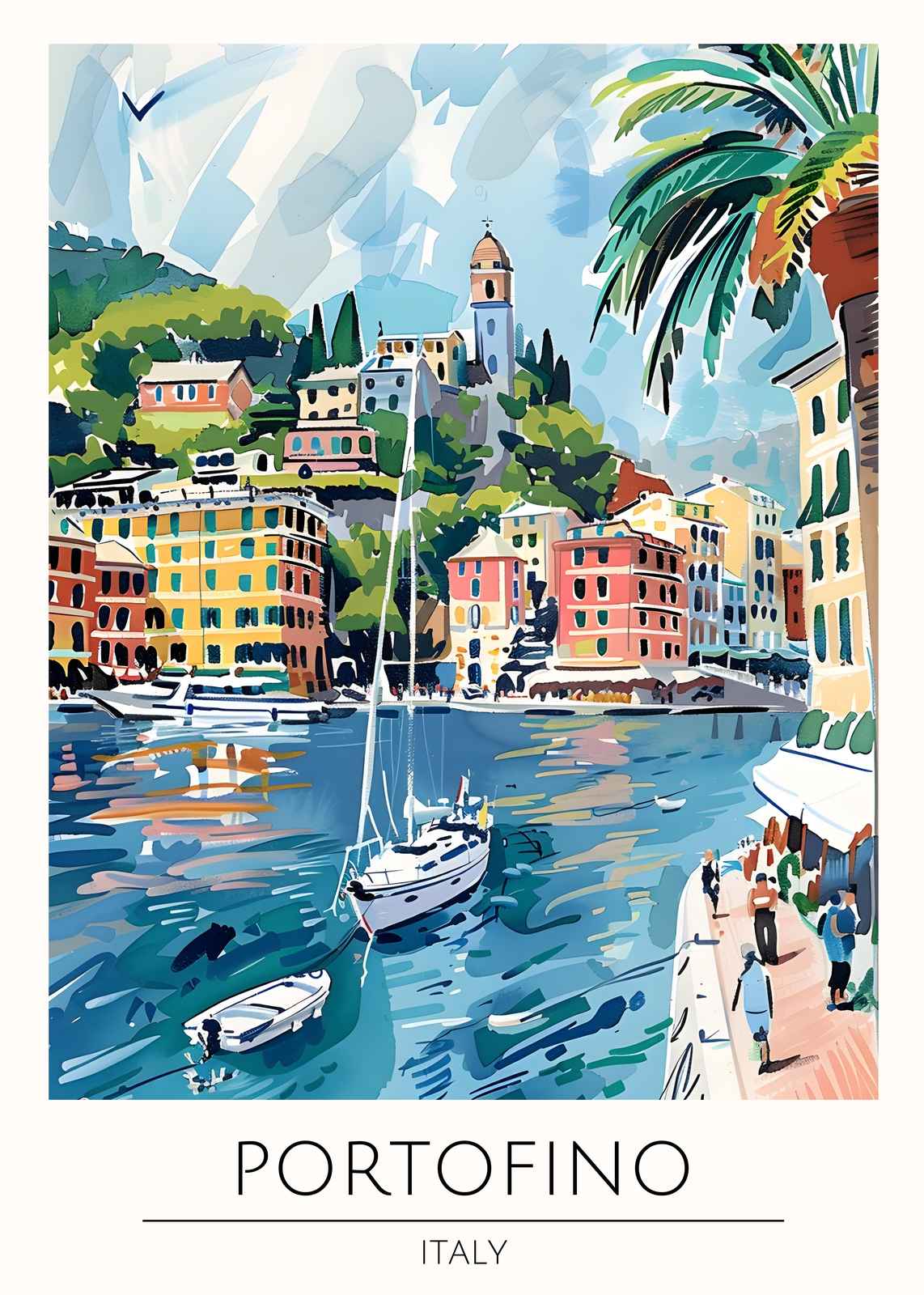 Vibrant Portofino Italy Harbor Sailboat Wall Art