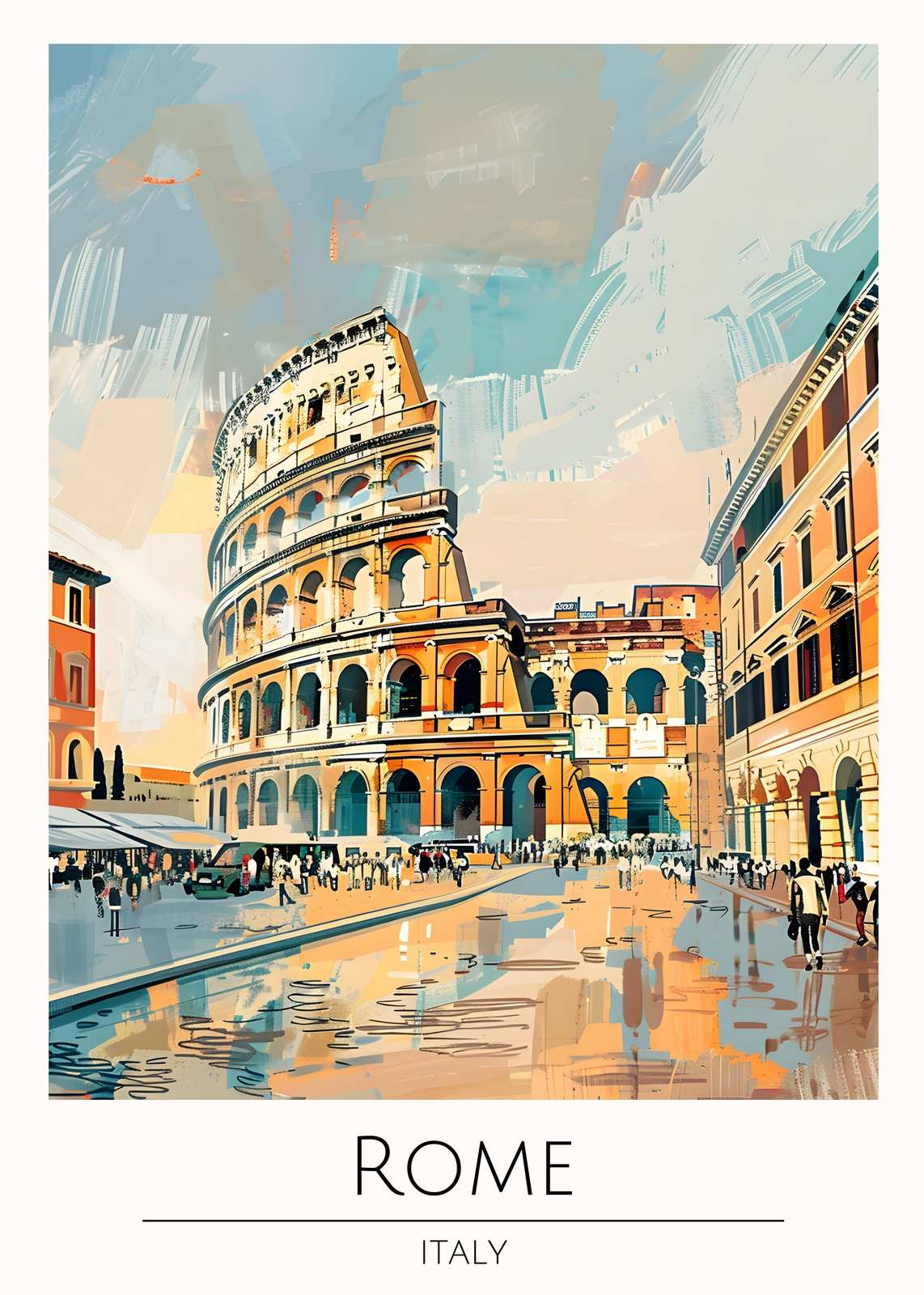 Vibrant Rome Colosseum Cityscape Wall Art