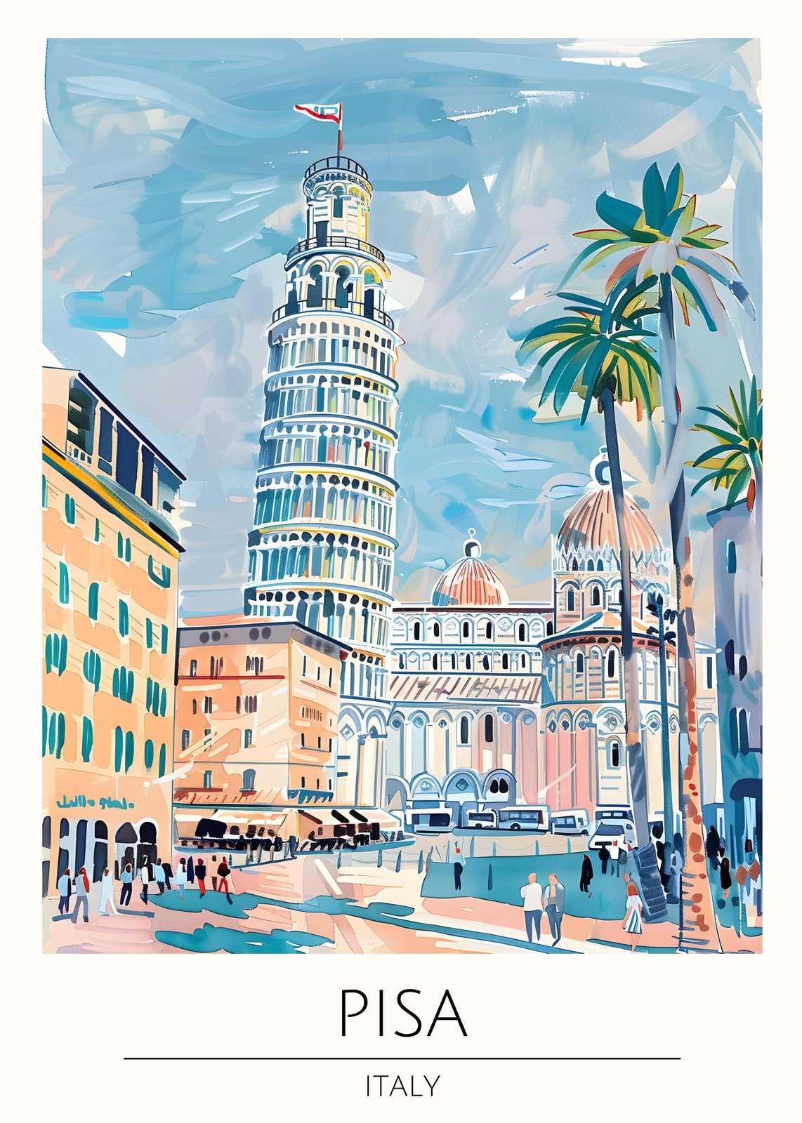 Leaning Tower of Pisa Colorful Italy Wall Art