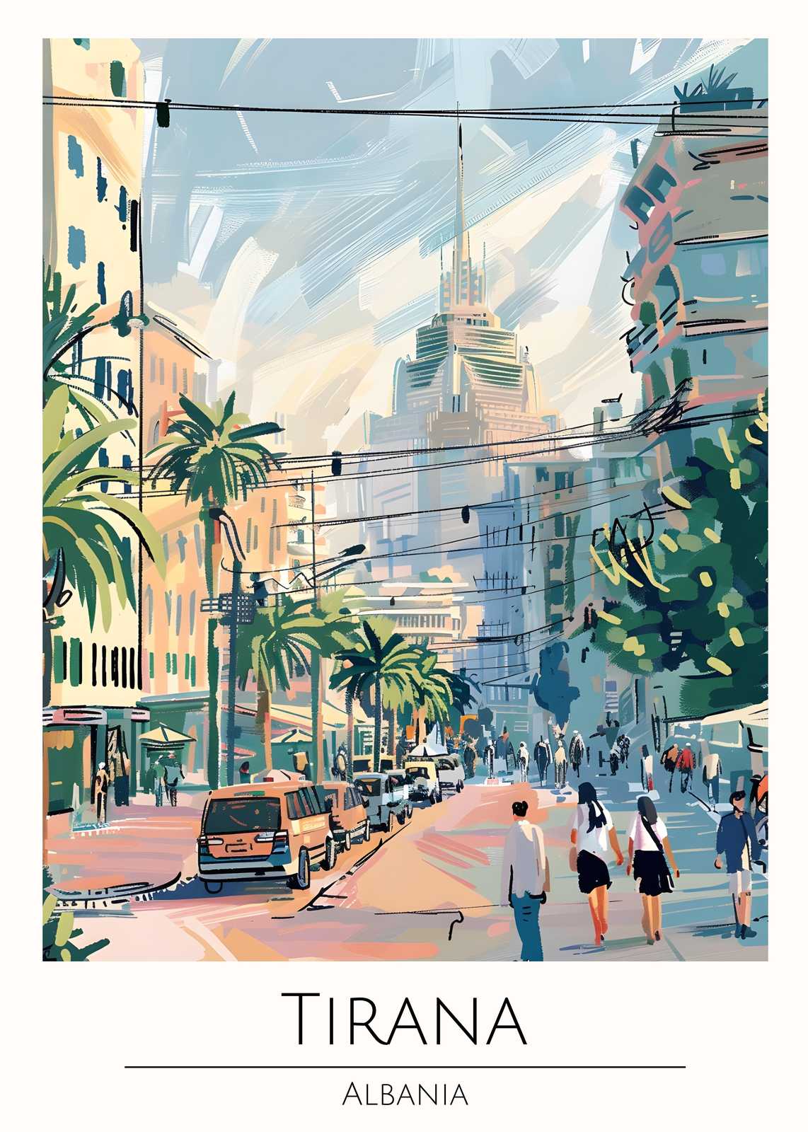 Vibrant Tirana Street Scene Wall Art