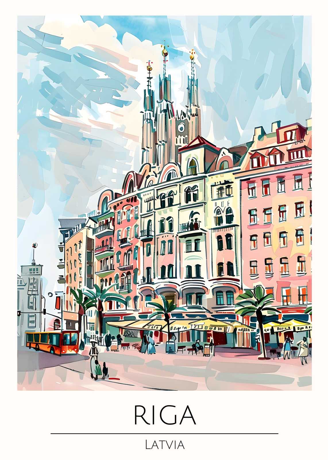 Vibrant Riga Street Scene Wall Art