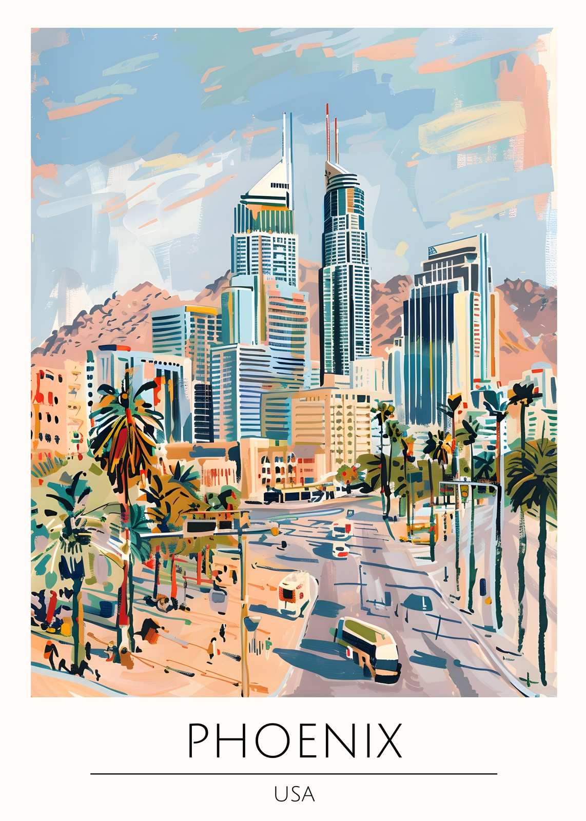 Vibrant Phoenix Skyline Wall Art