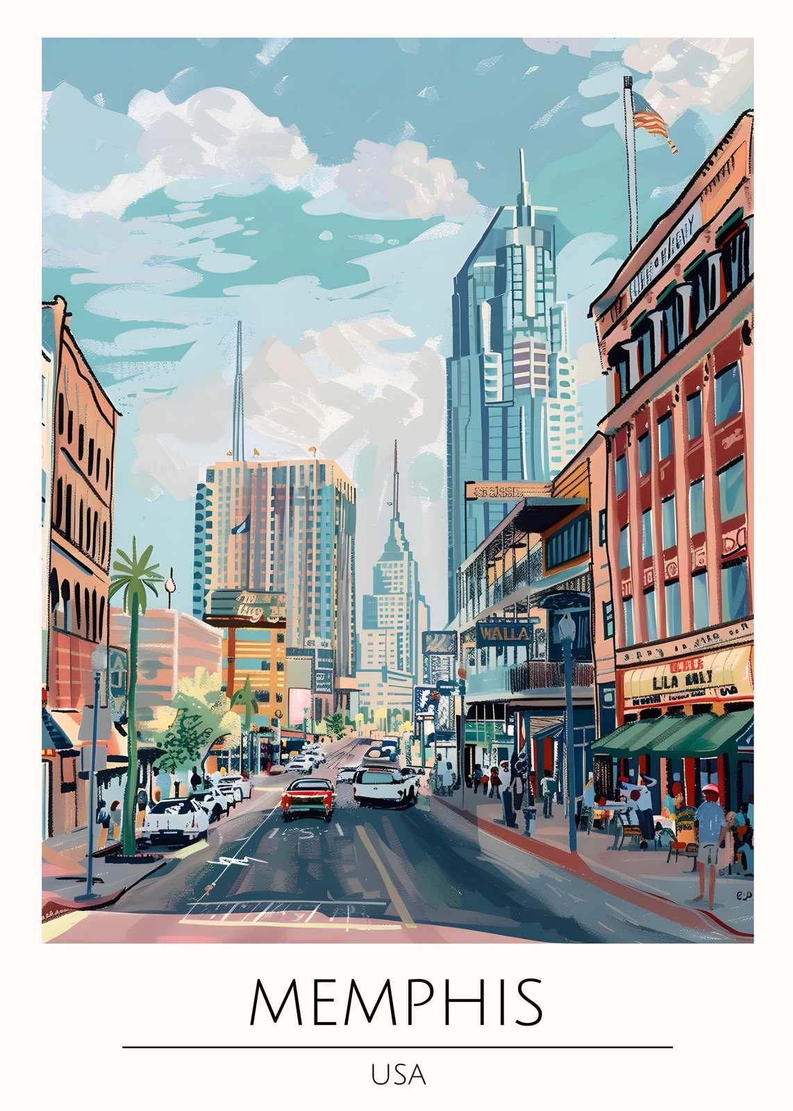 Vibrant Memphis Street Scene Wall Art