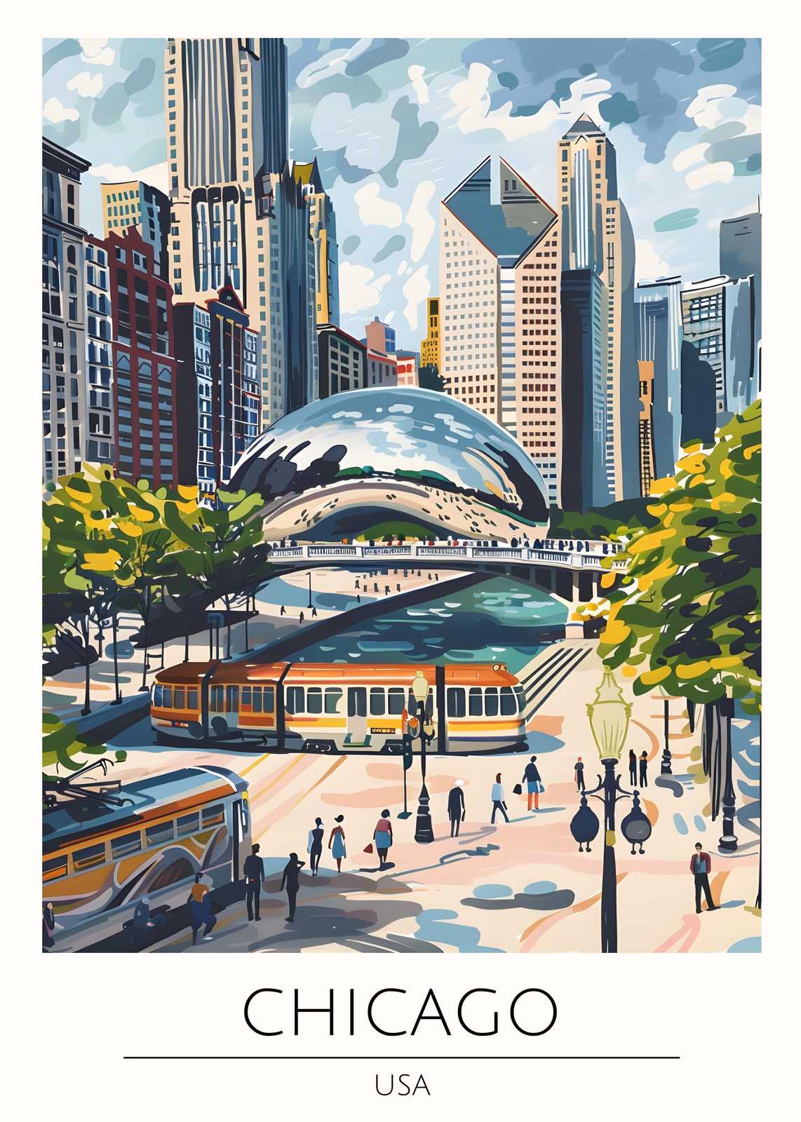 Chicago Skyline & Bean Wall Art