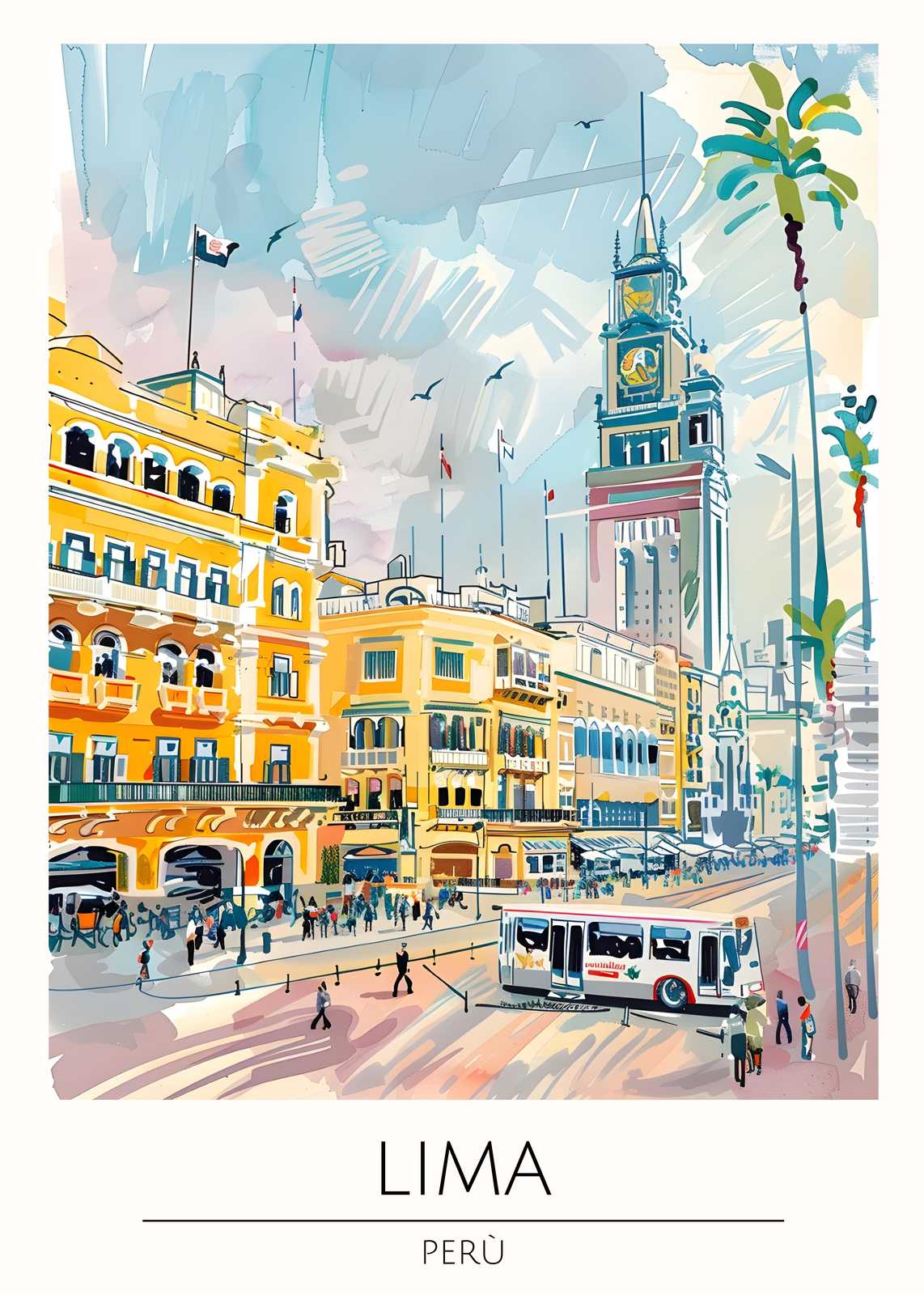 Vibrant Lima Street Scene Wall Art