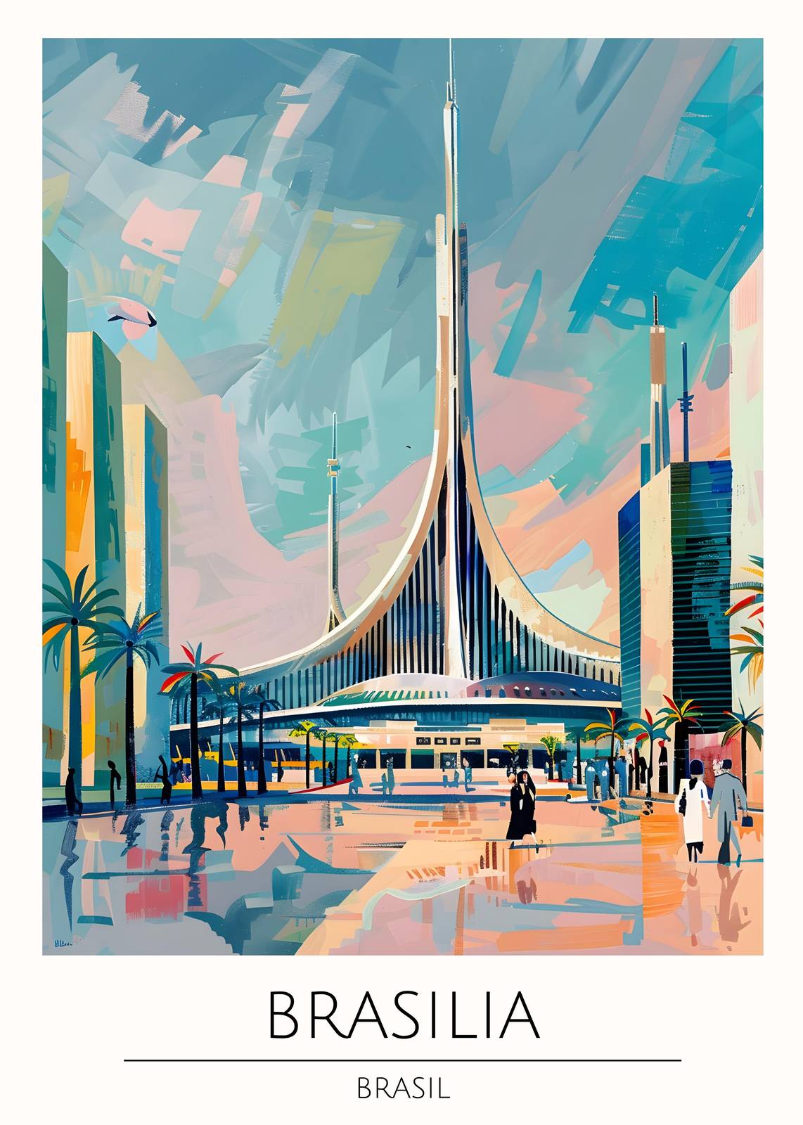 Vibrant Brasilia Skyline Abstract Wall Art