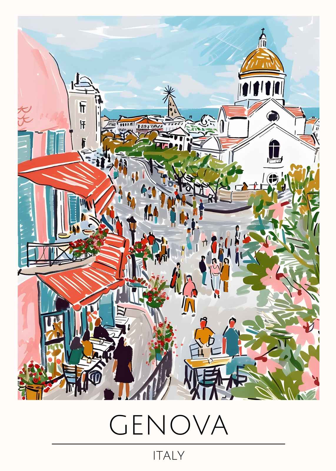 Vibrant Genova Street Scene Wall Art