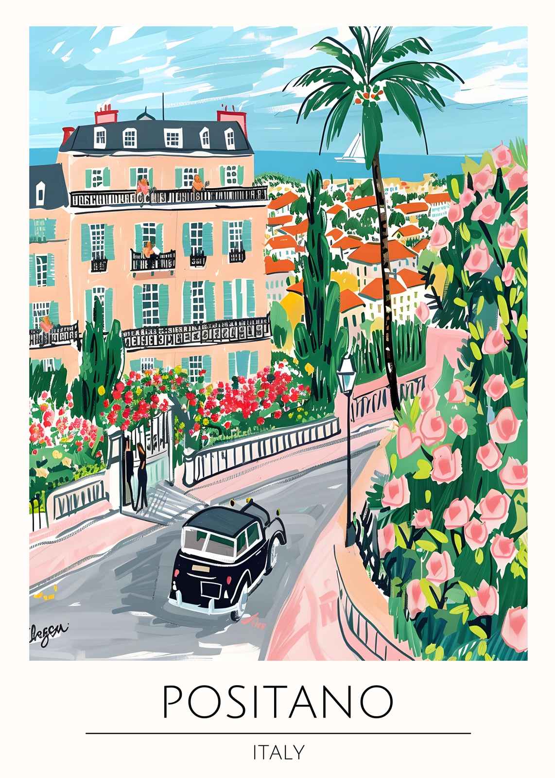 Vibrant Positano Italy Coastal Scene Wall Art