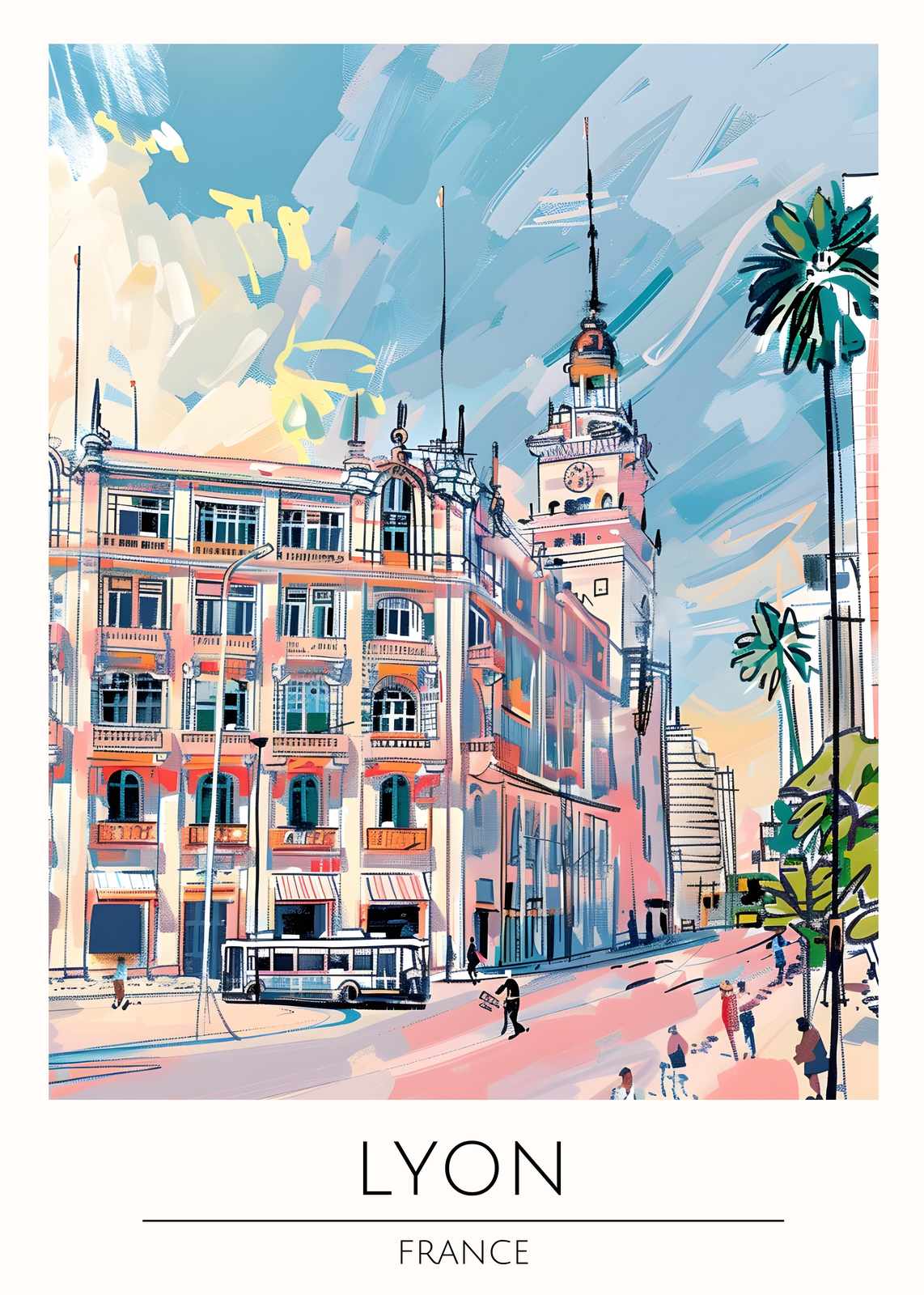 Vibrant Lyon Street Scene Wall Art