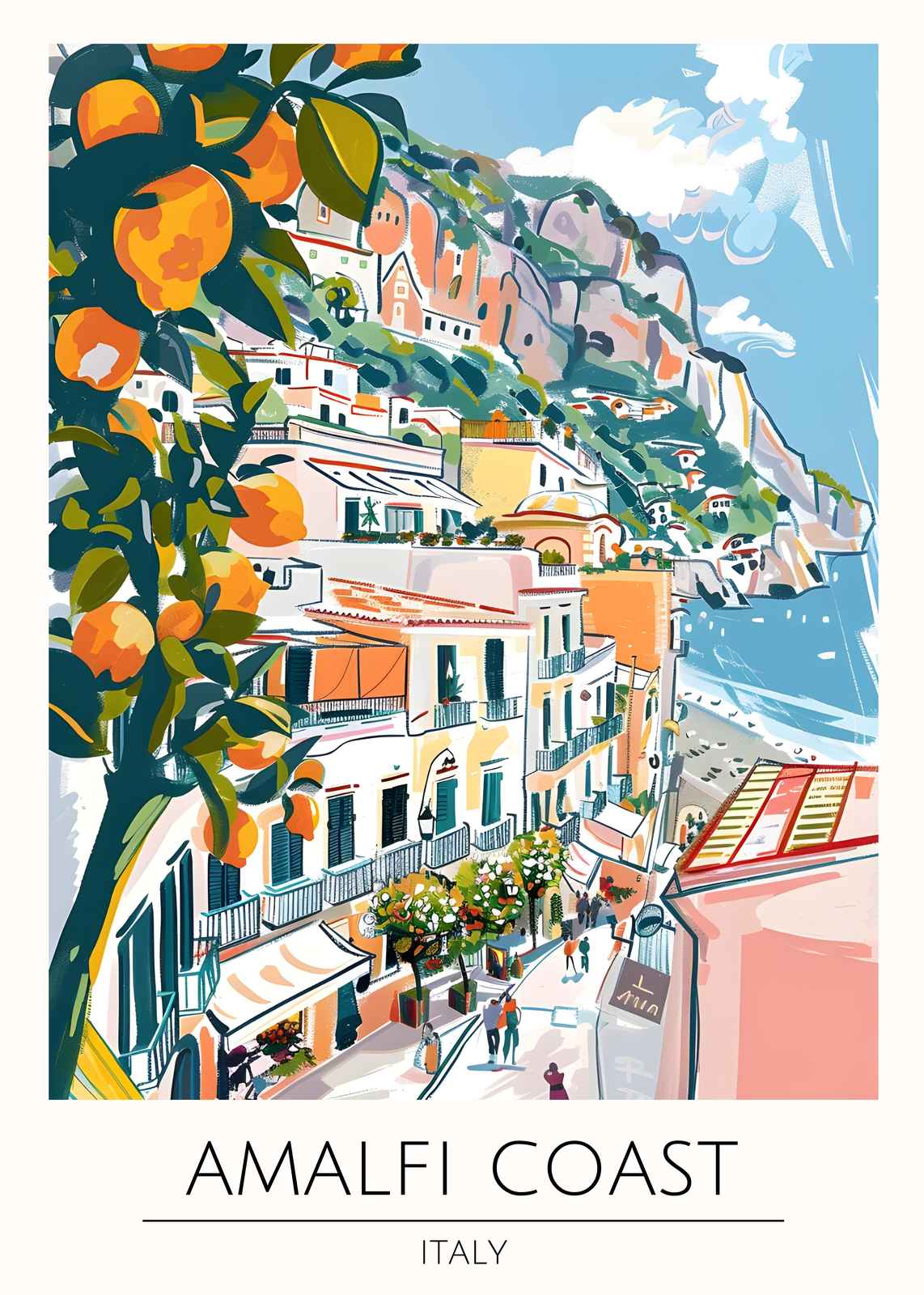 Vibrant Amalfi Coast Orange Grove Wall Art