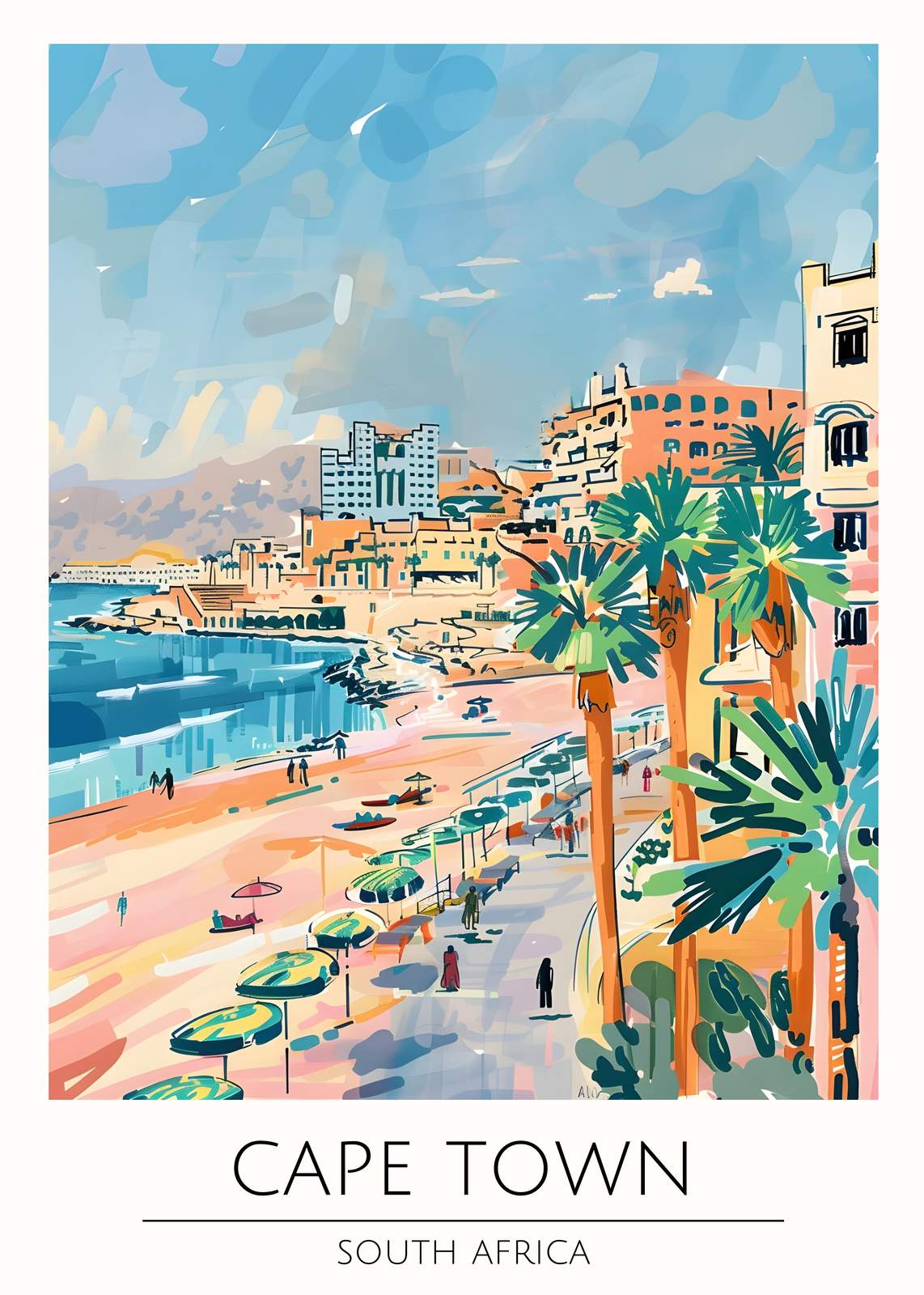 Vibrant Cape Town Beach Scene Wall Art