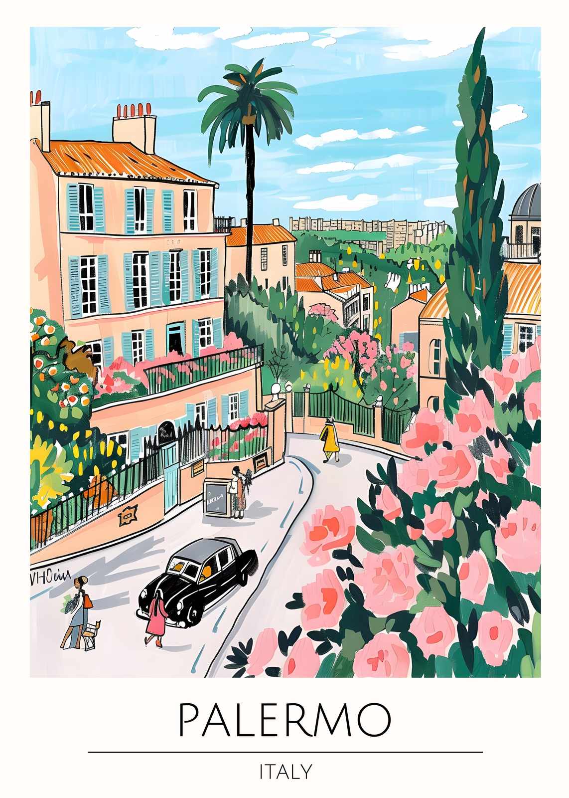 Vibrant Palermo Street Scene Italian Wall Art