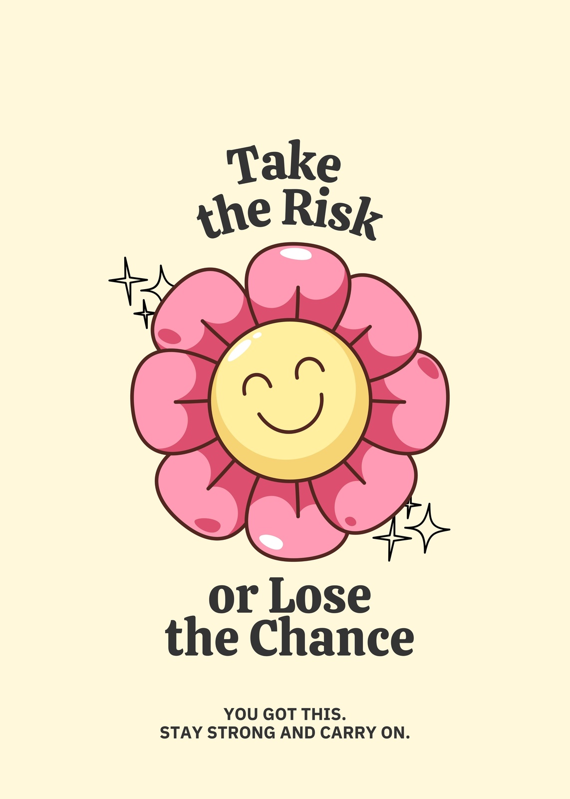 Retro Flower Motivational Take the Risk Wall Art