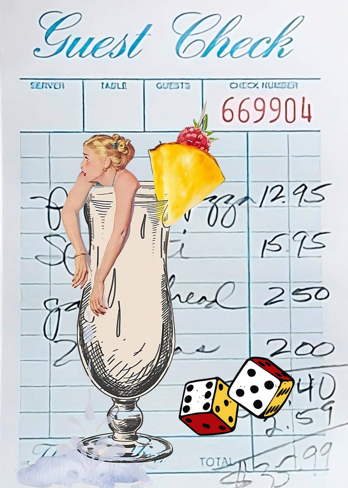 Retro Cocktail & Dice Wall Art