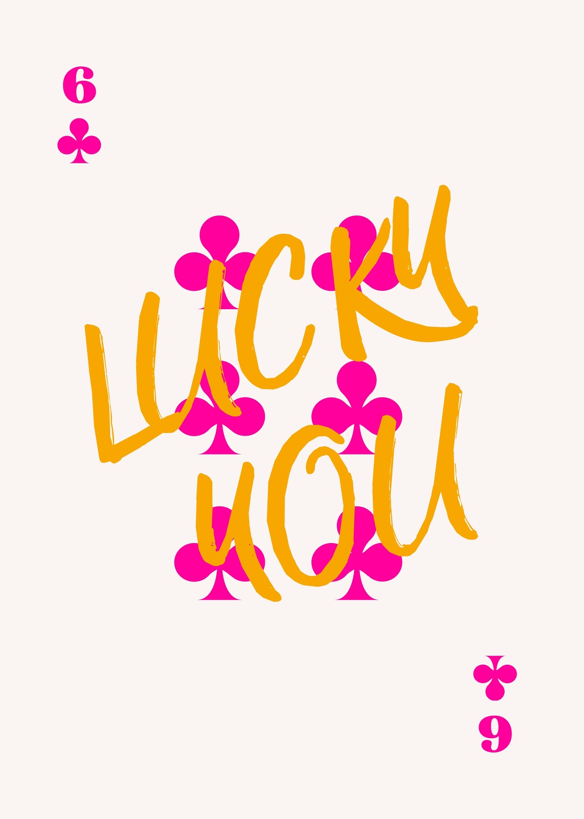 Lucky You Pink Clover Typography Wall Art