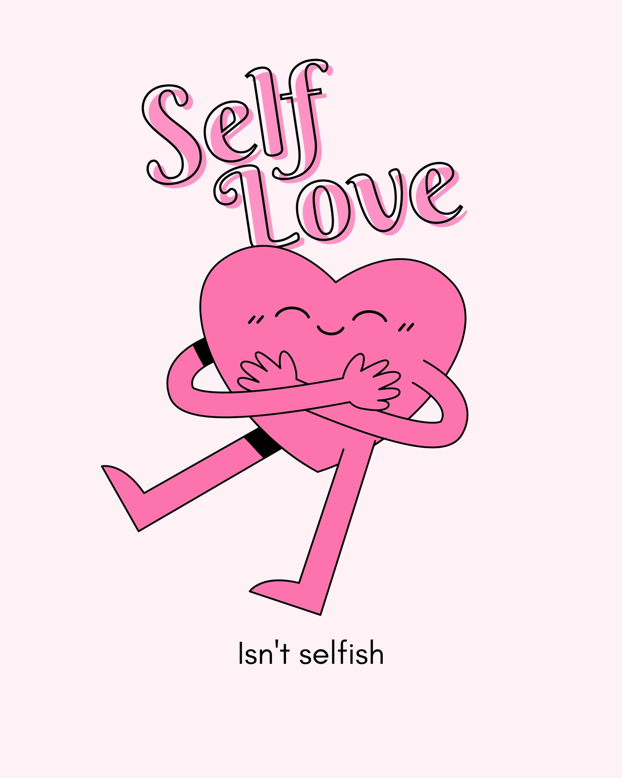 Whimsical Self Love Heart Hugging Wall Art