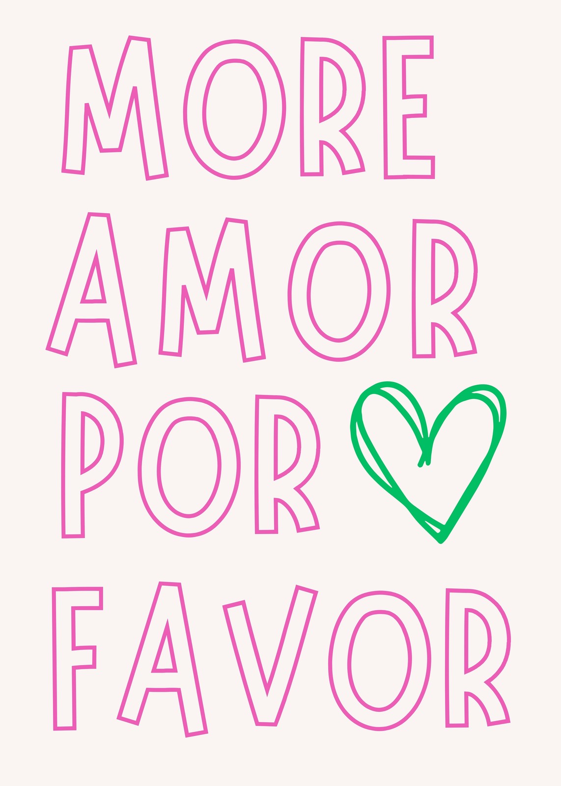 More Amor Por Favor Pink & Green Wall Art