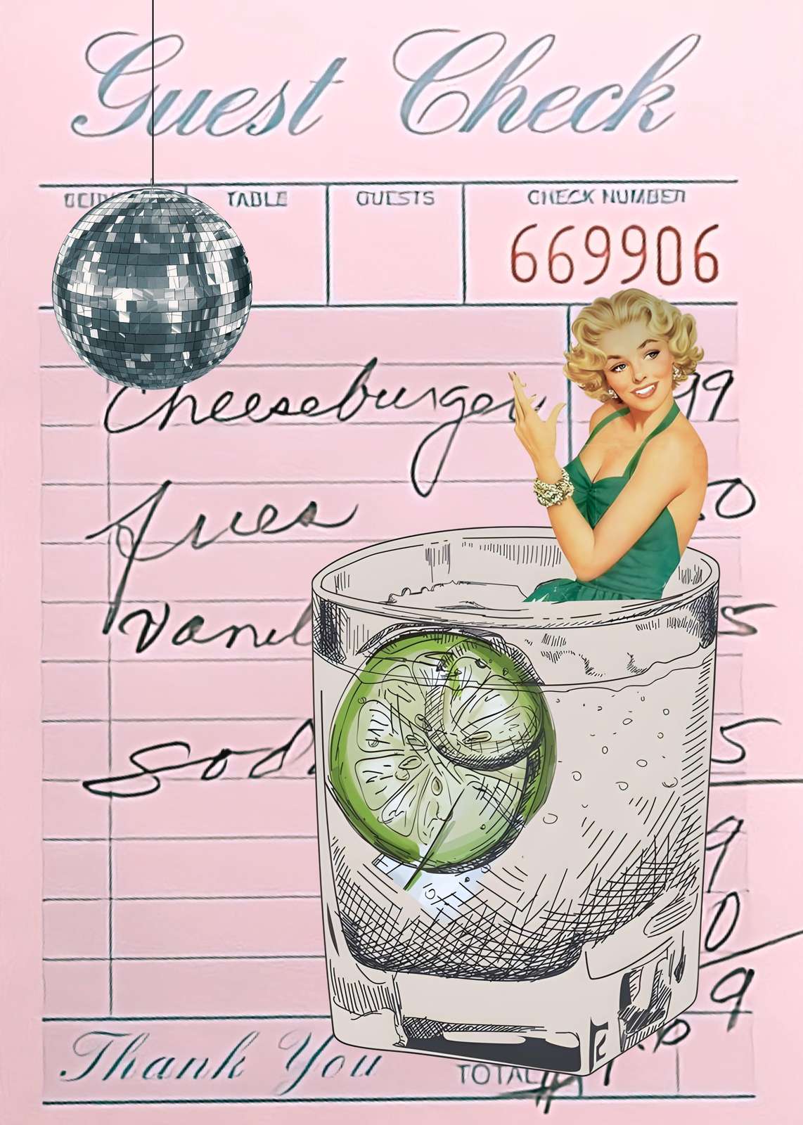 Retro Diner Vibes Disco Ball Marilyn Monroe Wall Art