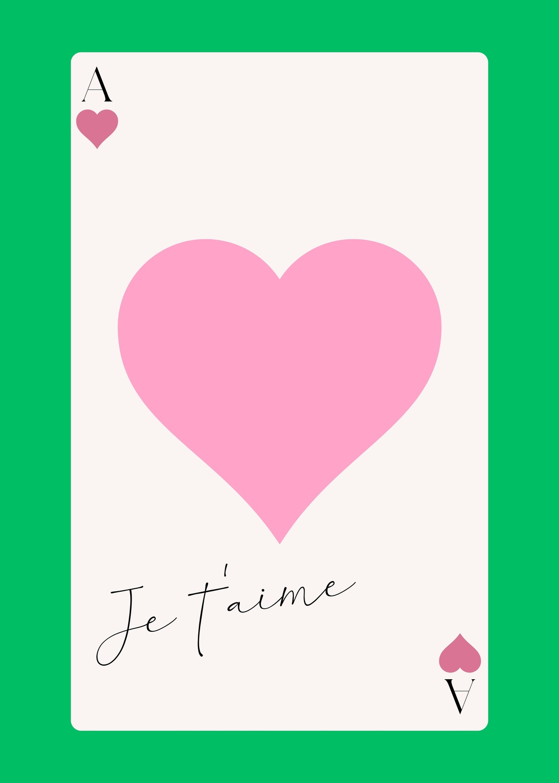 Pink Heart Ace 'Je t'aime' Wall Art