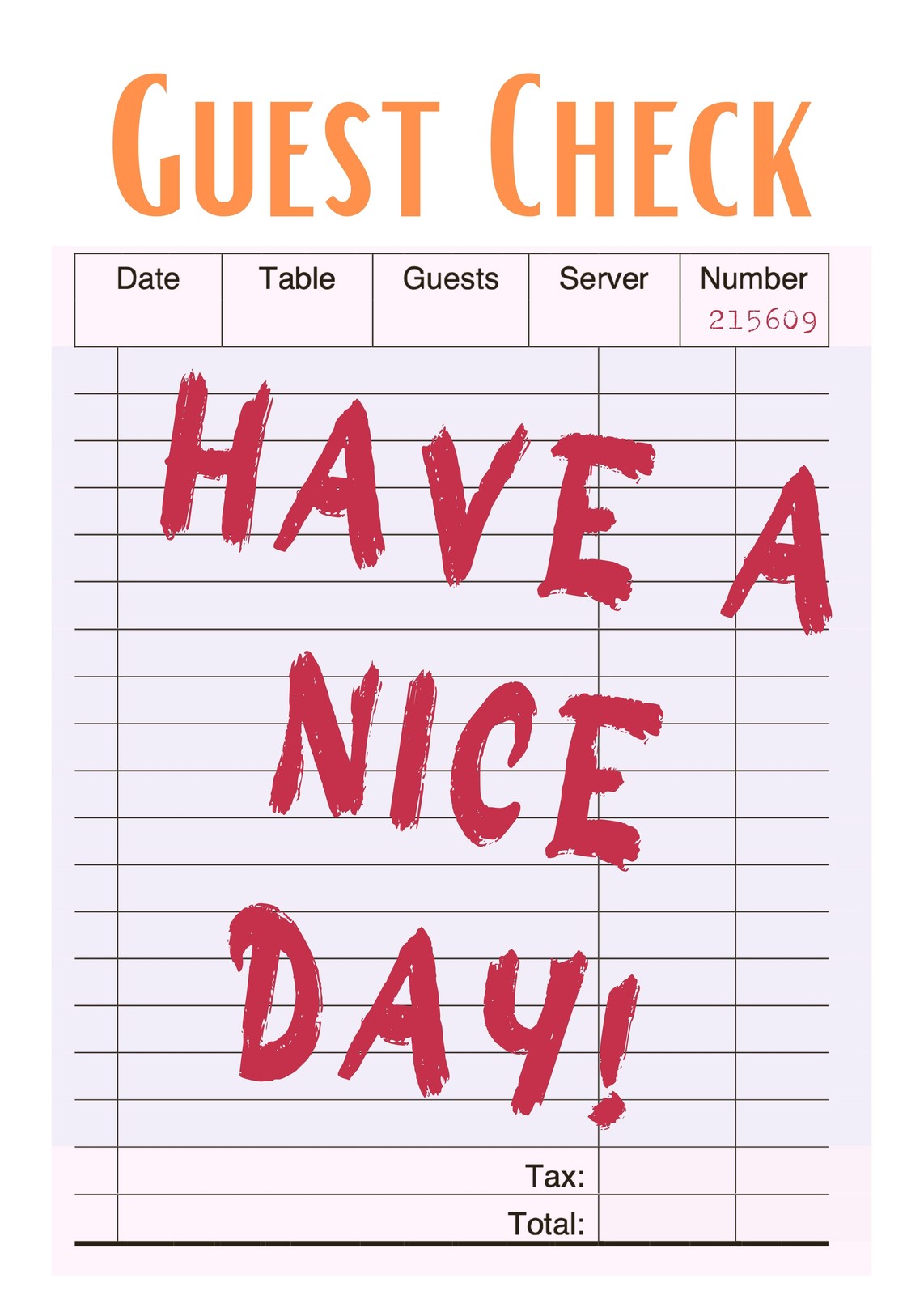 Guest Check "Have A Nice Day!" Wall Art