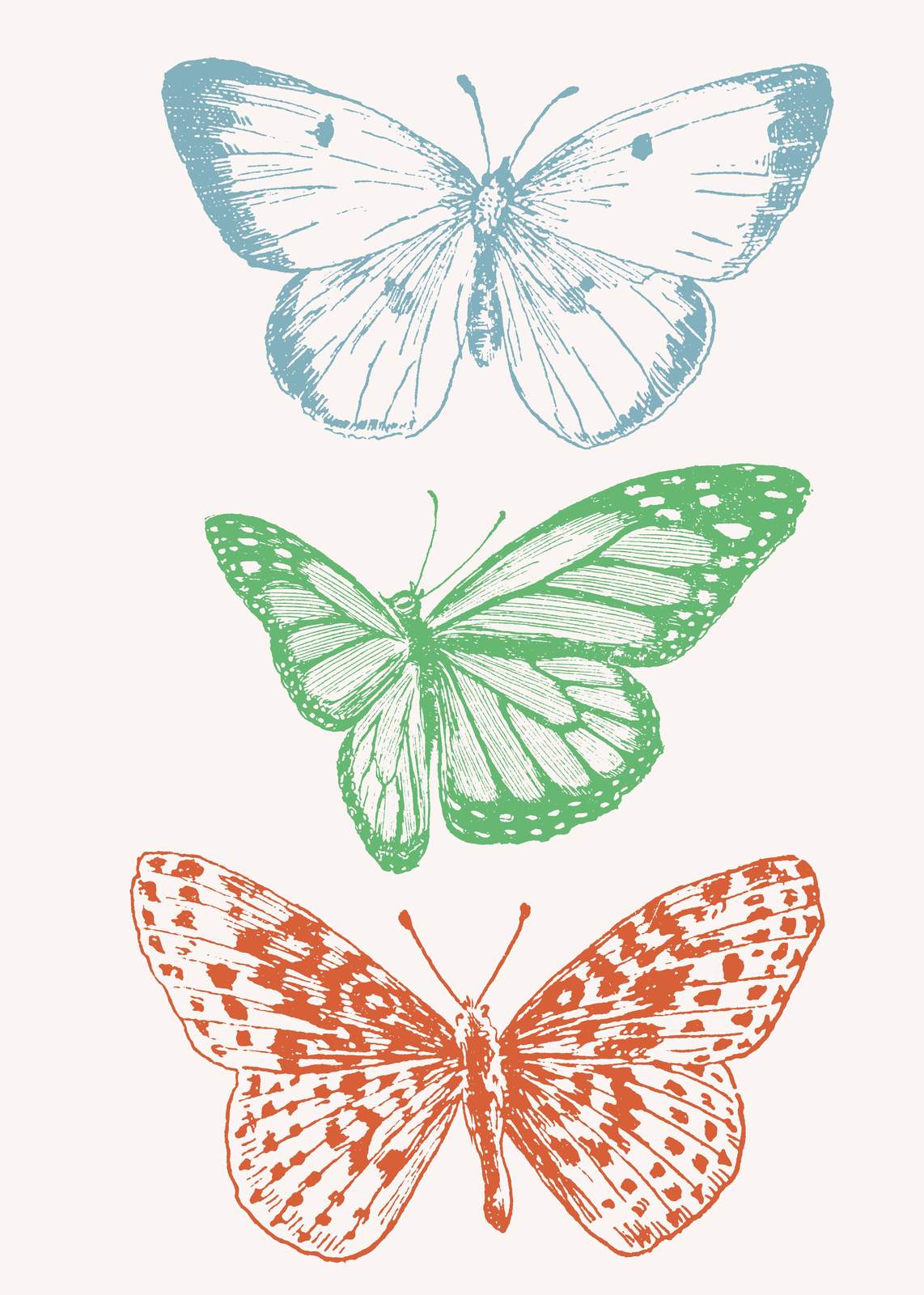 Vintage Butterfly Trio Wall Art