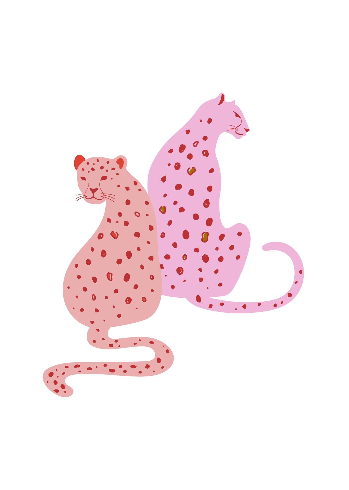 Pink Cheetah Duo Abstract Art Wall Art