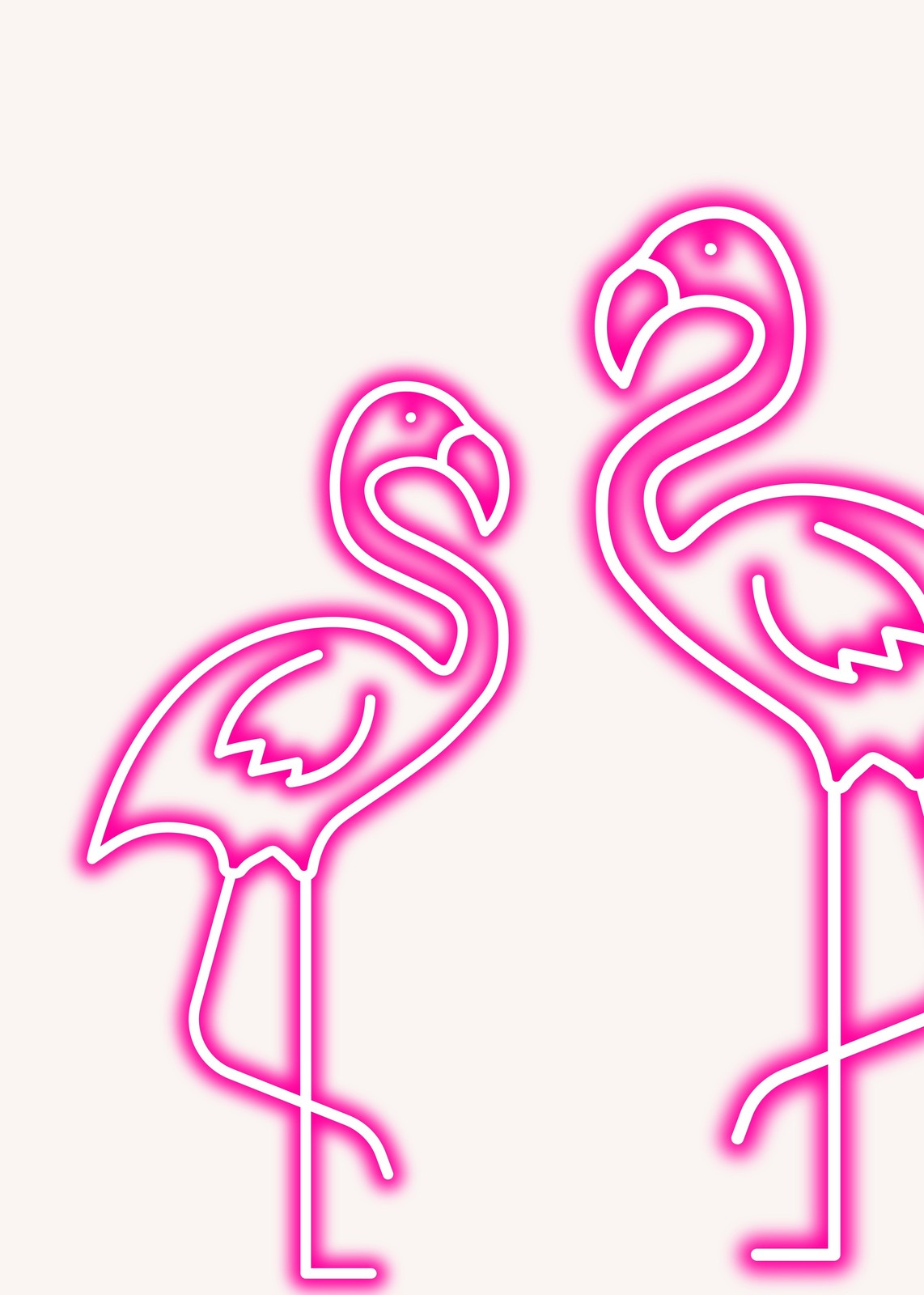 Pink Neon Flamingo Duo Wall Art