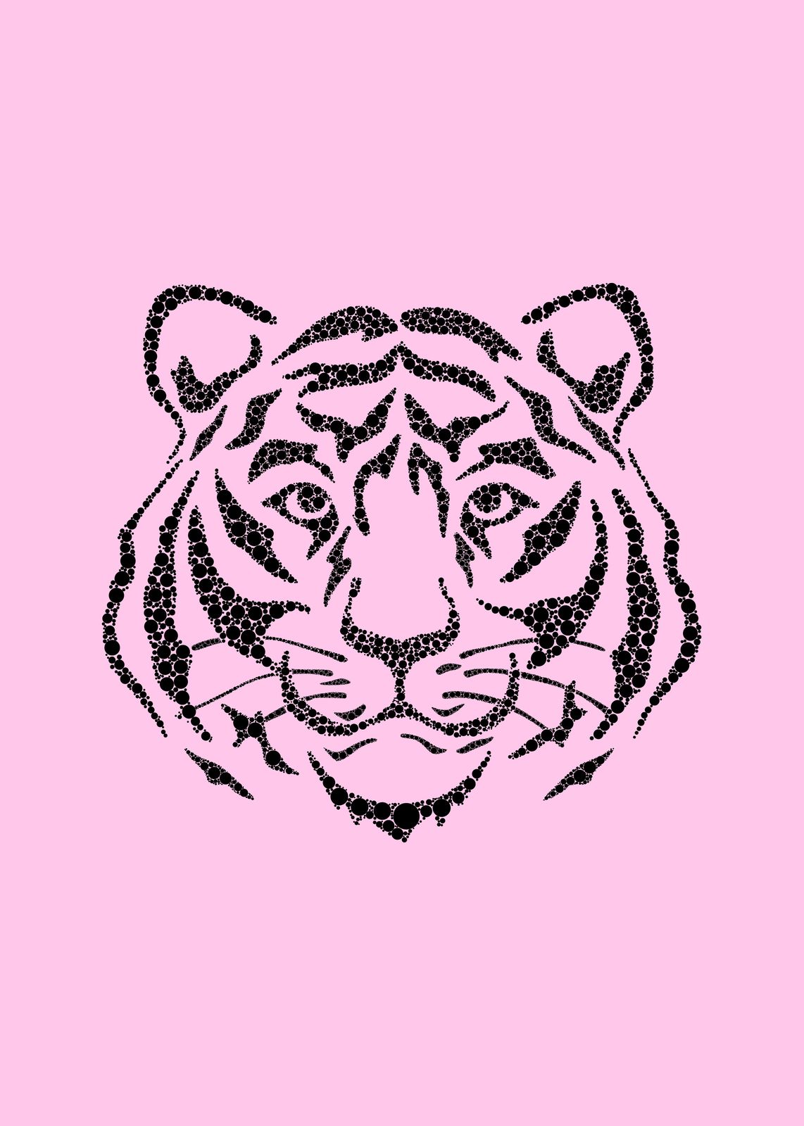 Bold Dot Tiger Face Wall Art - Modern Animal Art