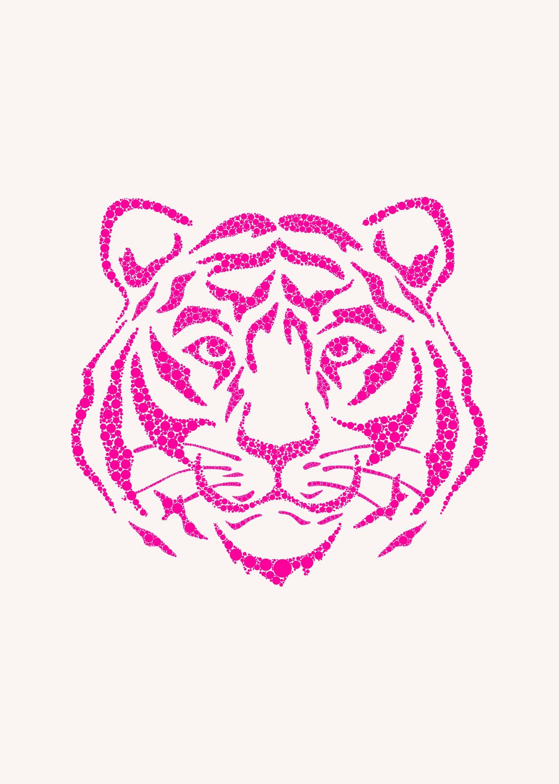 Vibrant Pink Tiger Dot Art Wall Art