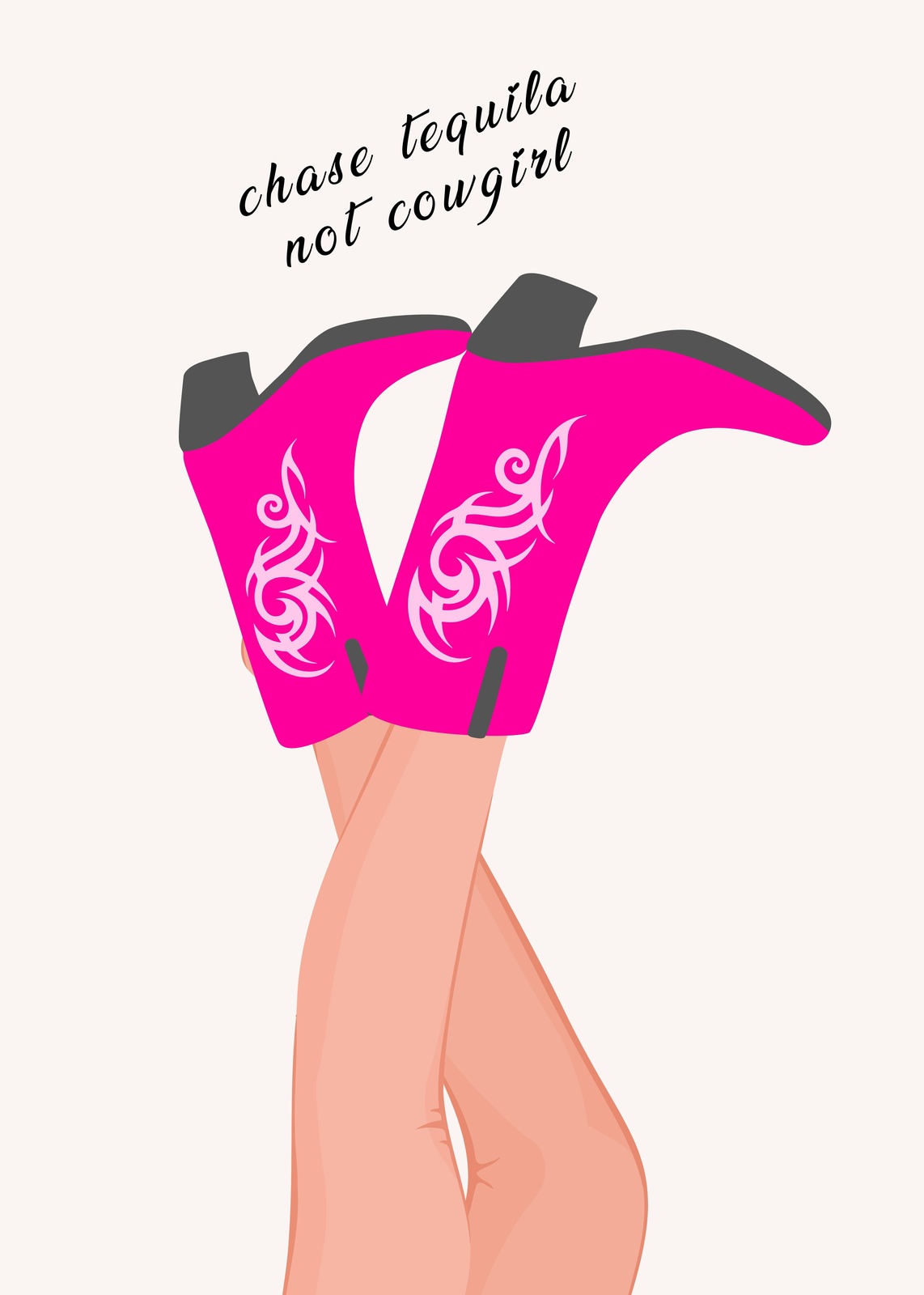 Hot Pink Cowboy Boots Tequila Fun Wall Art