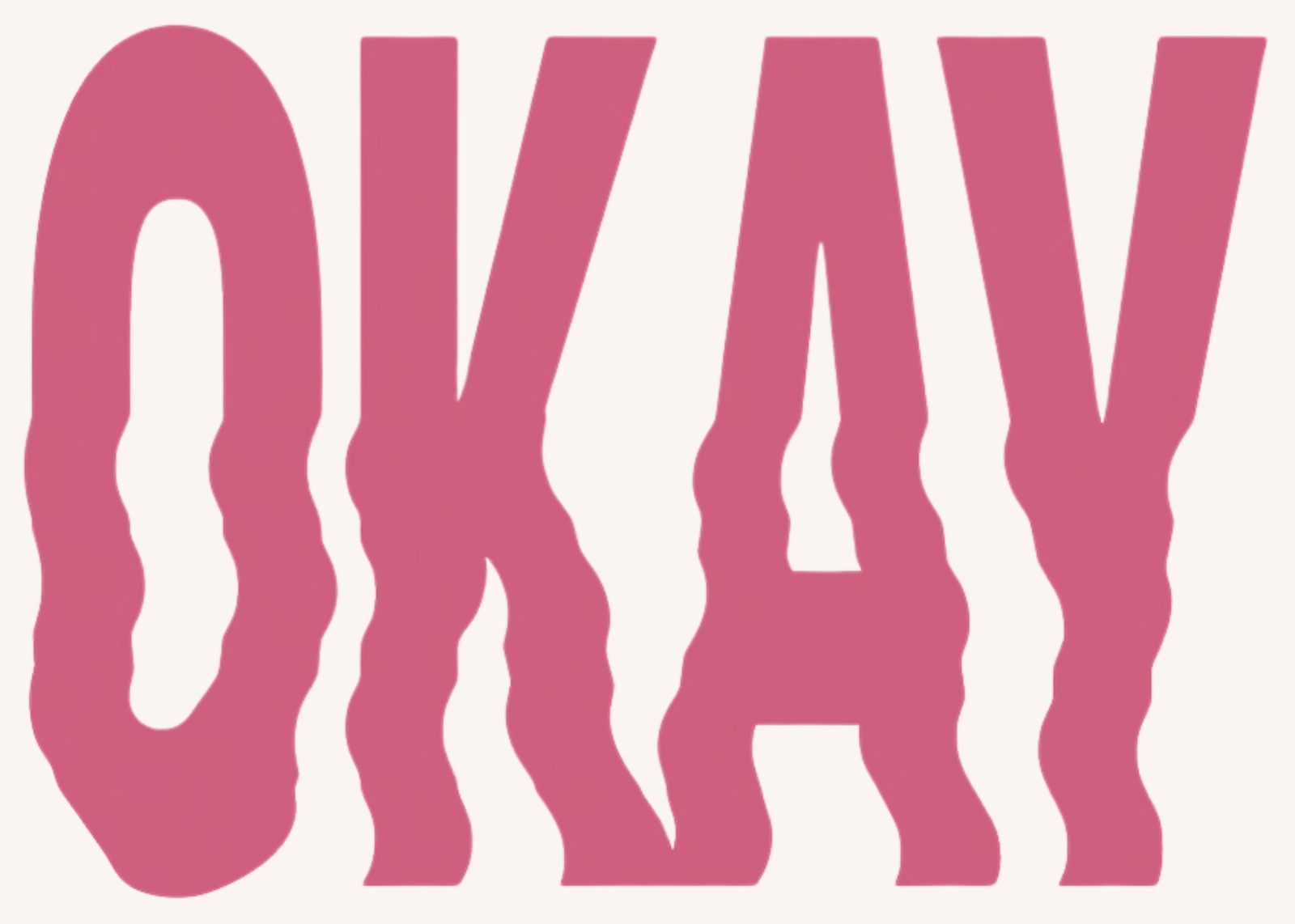 Retro Pink "OKAY" Wavy Text Wall Art