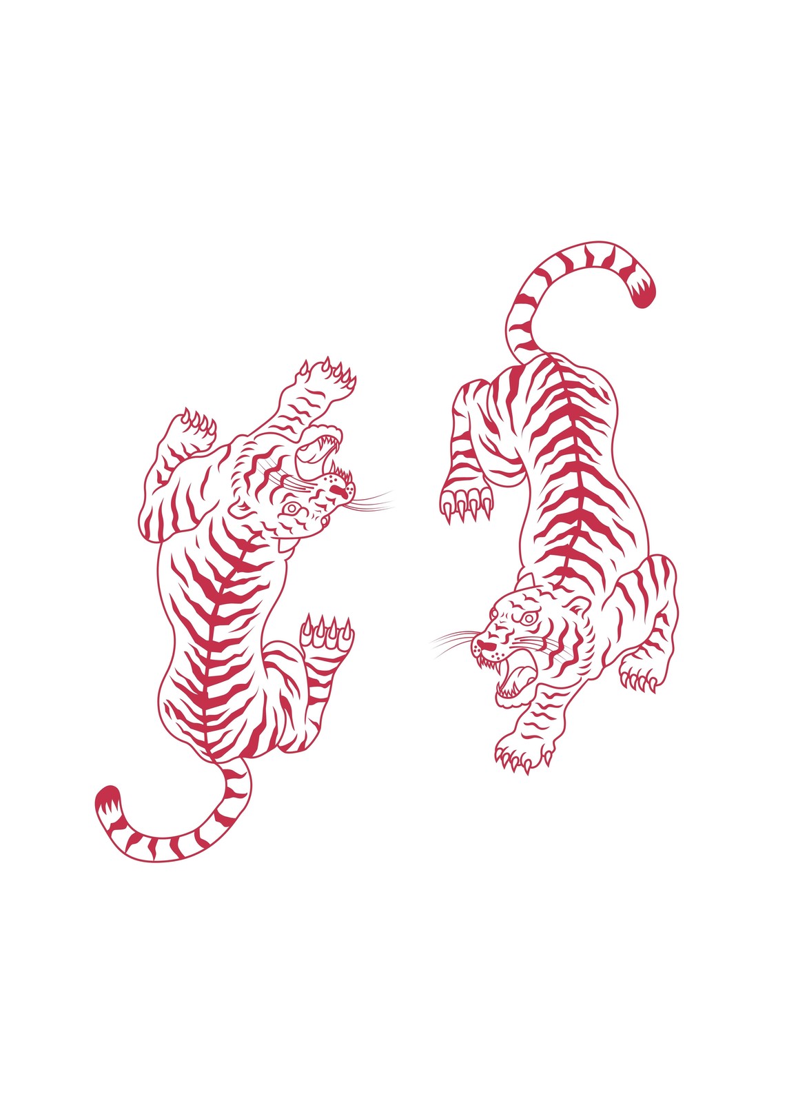 Dynamic Red Tiger Duo Wall Art