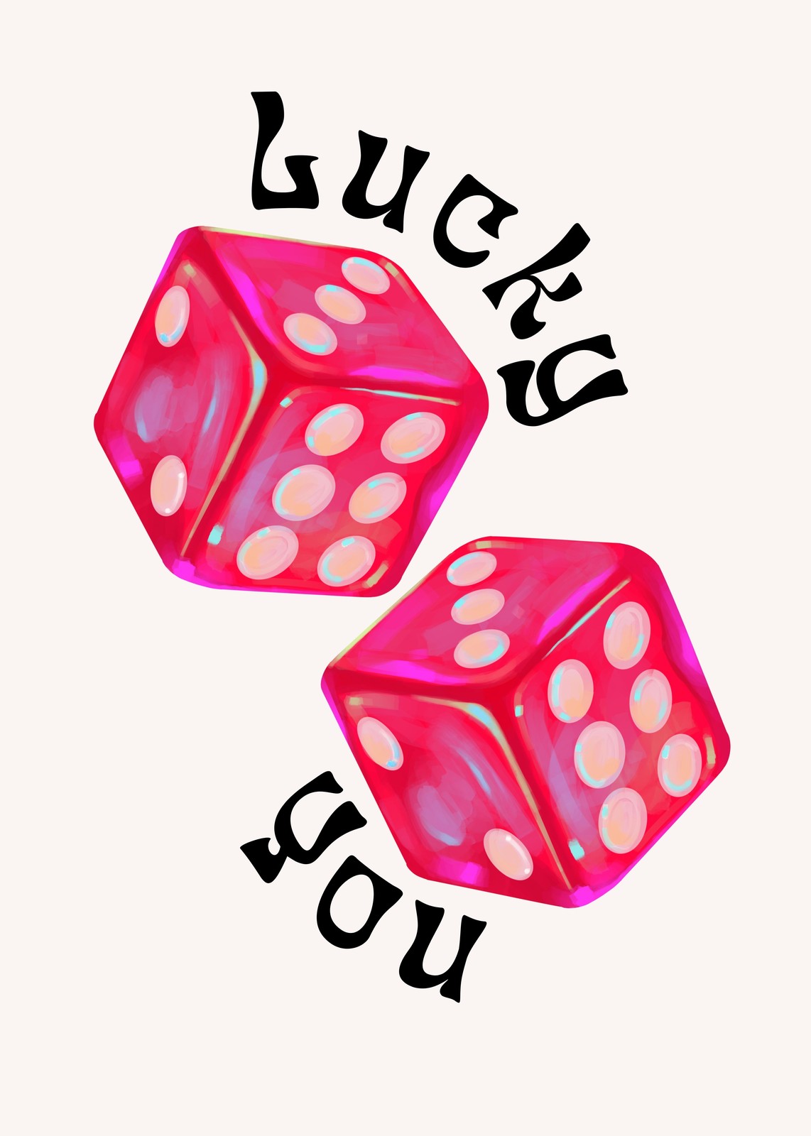 Lucky You Pink Dice Wall Art