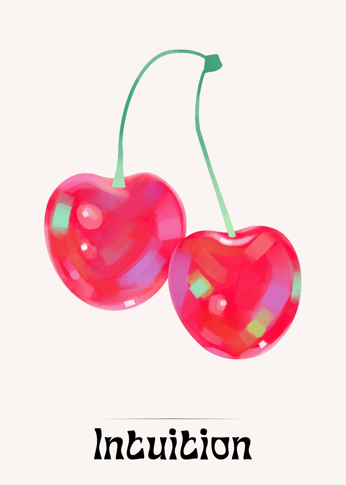 Vibrant Cherry "Intuition" Modern Art Wall Art