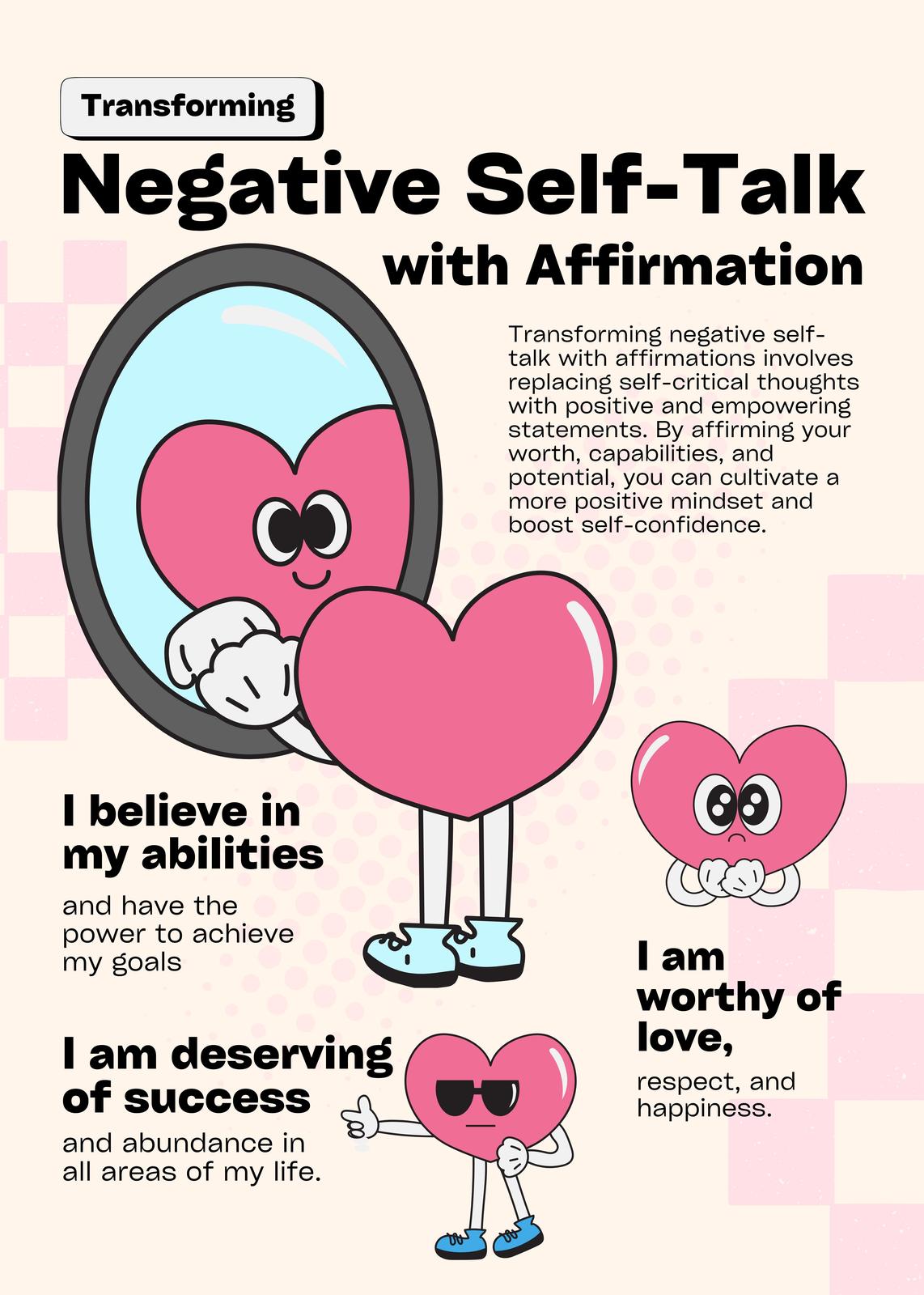 Positive Affirmations Heart Character Wall Art