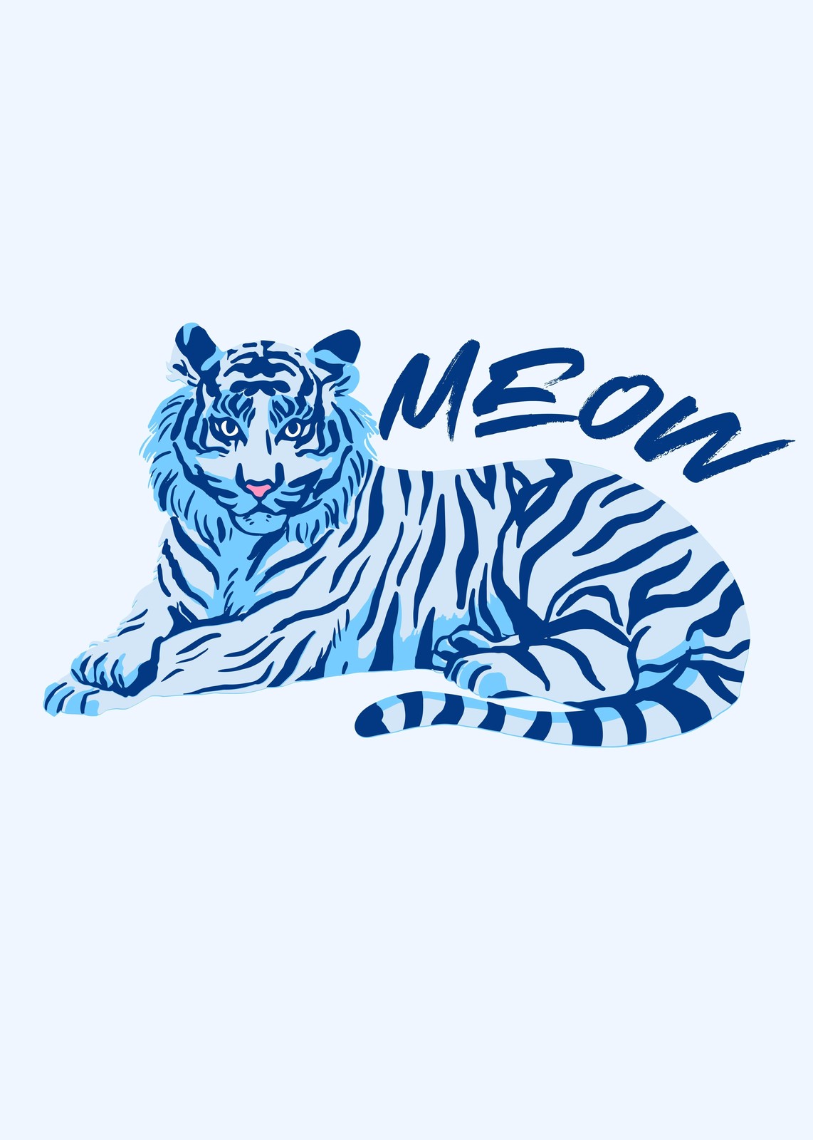 Blue Tiger "Meow" Funky Wall Art
